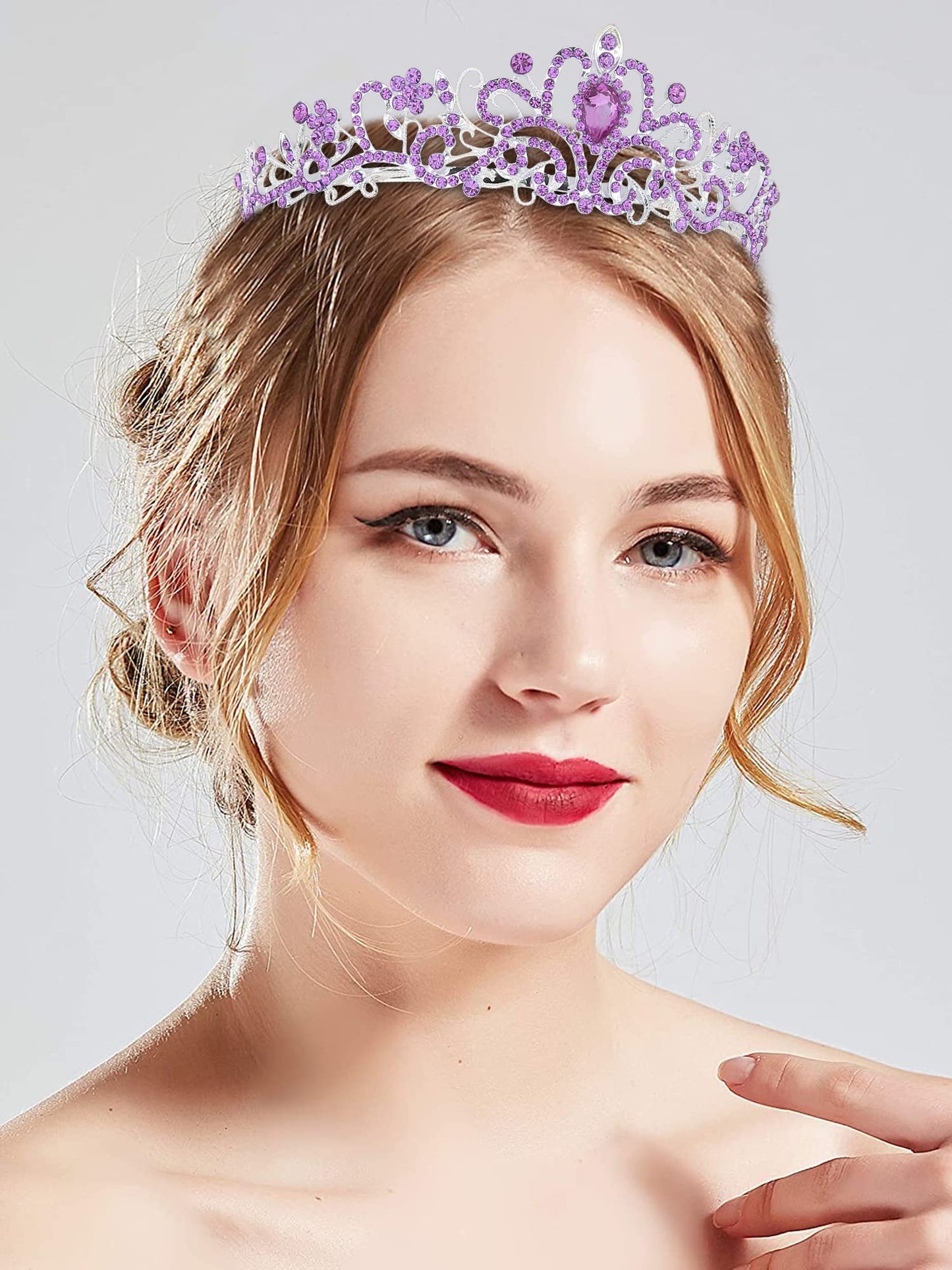 COCIDE Tiara Crystal Crowns Princess Rhinestone Crown with Combs Bride Headbands Bridal Wedding Prom Birthday Party Hair Accessories Jewelry for Women Girls (Silver)