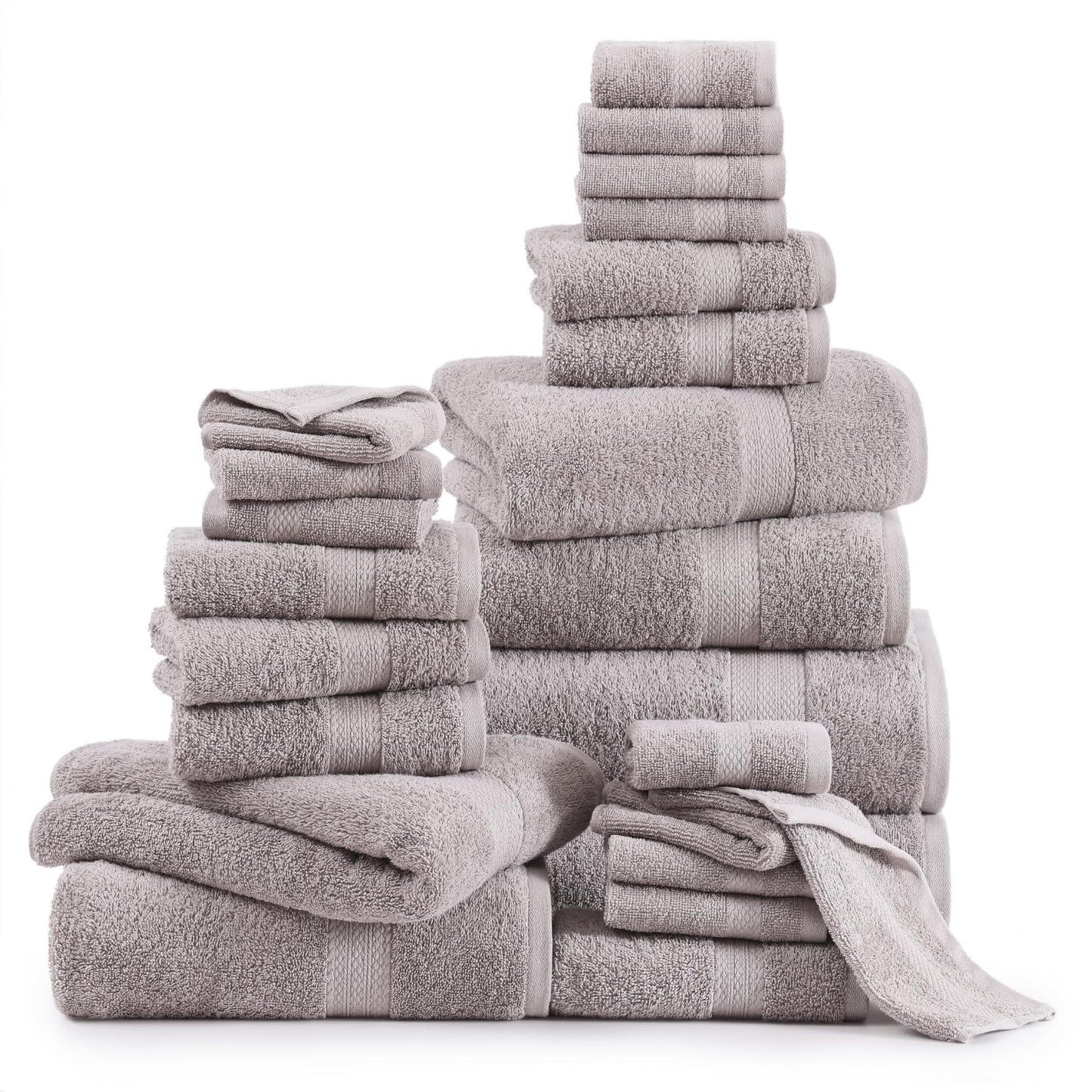 LANE LINEN 24-teiliges Badezimmerhandtuch-Set – 100 % Baumwolle, Badetuch-Sets, 4 Badetücher extragroß, 2 Badelaken, 6 Handtücher fürs Badezimmer, 8 Waschlappen, 4 Fingerkuppen-Handtücher – weiße Handtücher