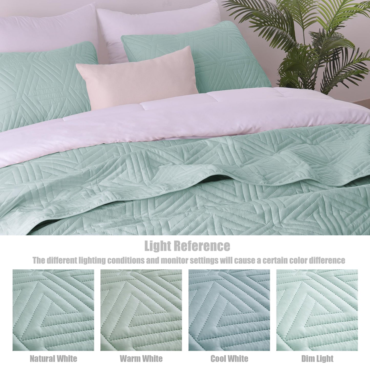 Whale Flotilla Soft Full/Queen Size Quilt Set for All Seasons, 3-Piece Ultrasonic Geometric Quilts Bedding Set, Lightweight Reversible Bedspread, Coverlet, Bed Cover with 2 Pillow Shams, Orange