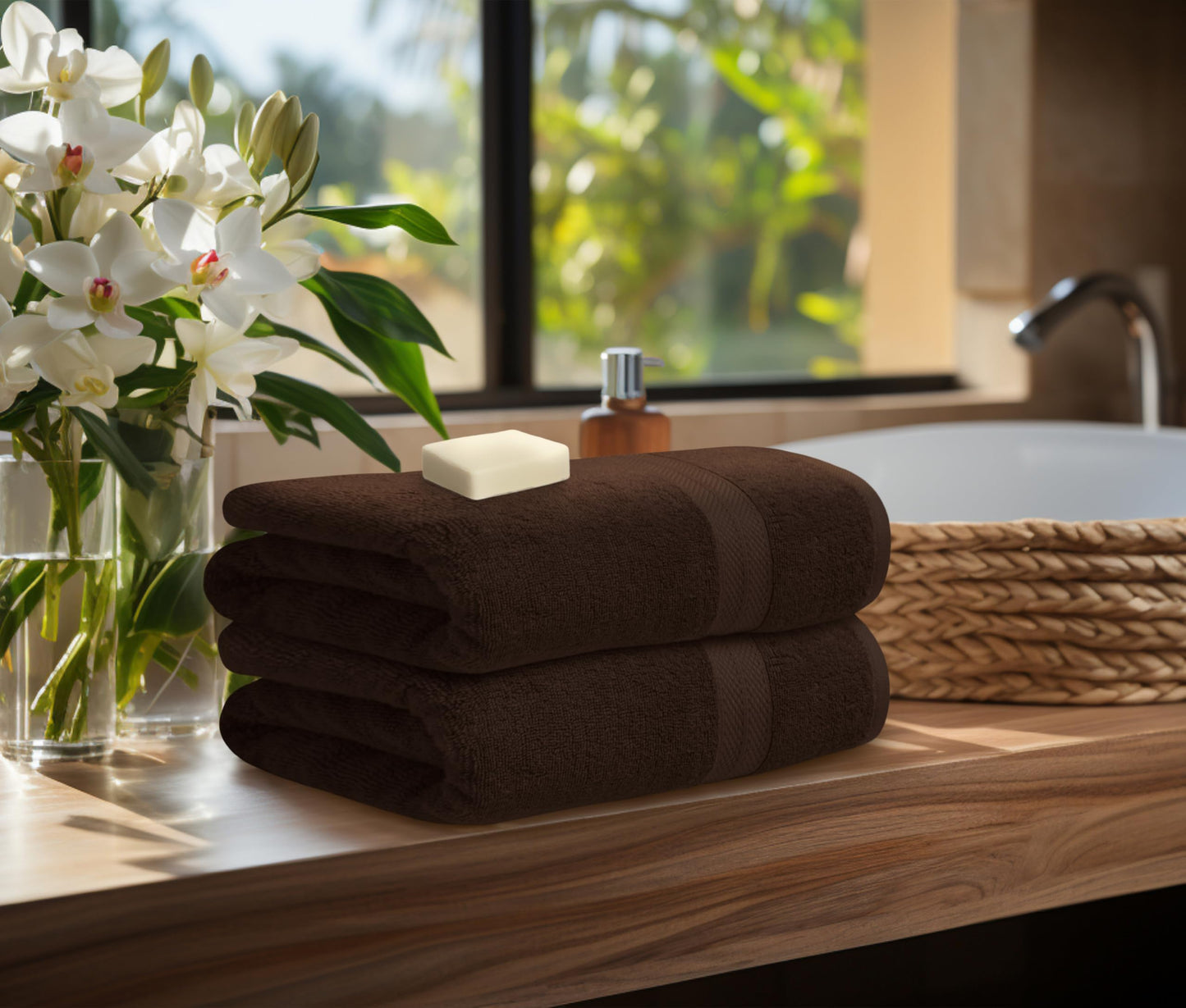 Avalon Towels Luxury 8 Piece Towels Set, 2 Bath Towels, 2 Hand Towels and 4 Washcloths, 600 GSM 100% Ring Spun Cotton Highly Absorbent Bathroom Towel Set, Ideal for Hotel, Spa and Gym (Pink)