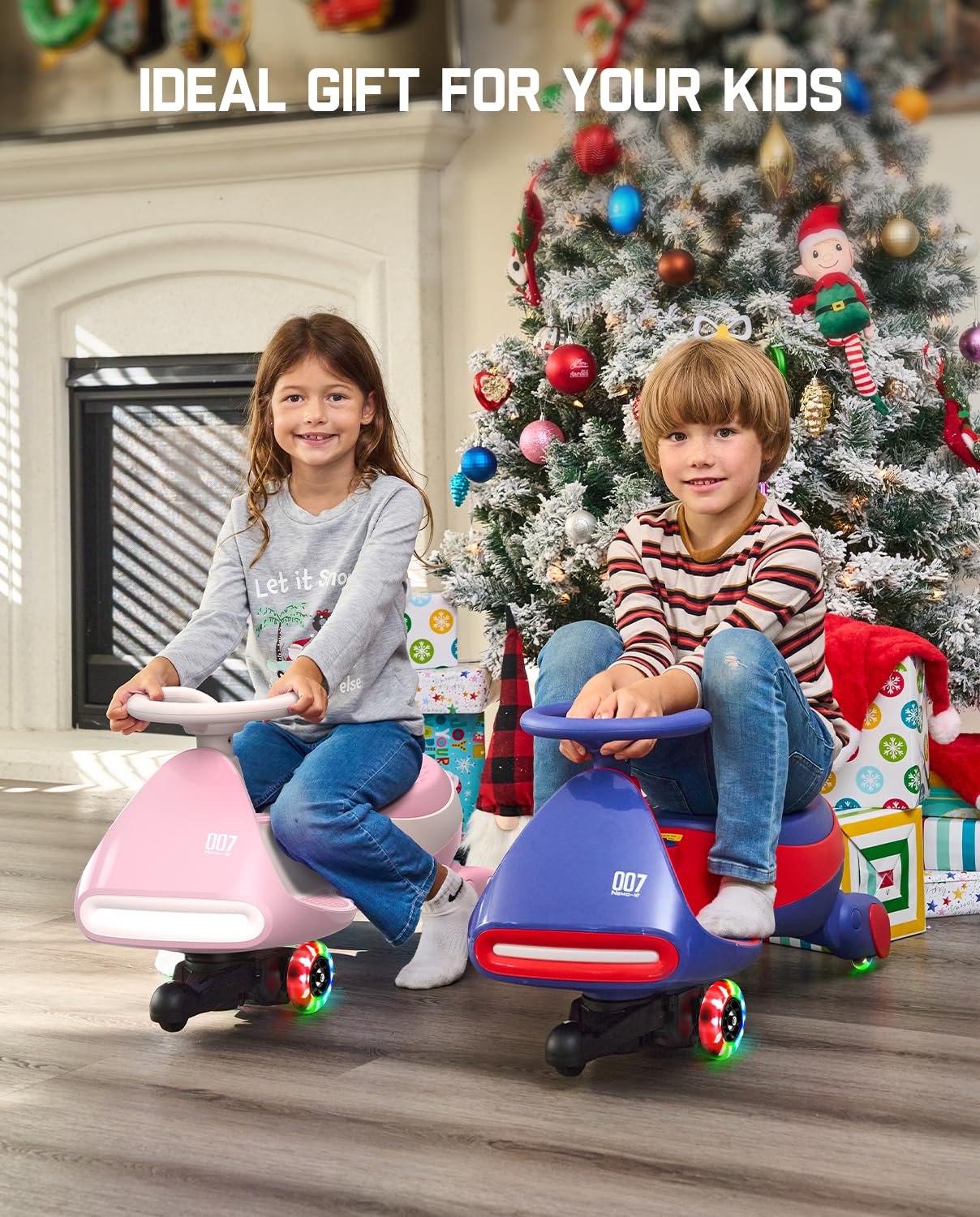 12V N7 Pro Electric Wiggle Car – Pedal-Powered Fun for Kids, Lights & Bluetooth Ride-On (by Fanttik)