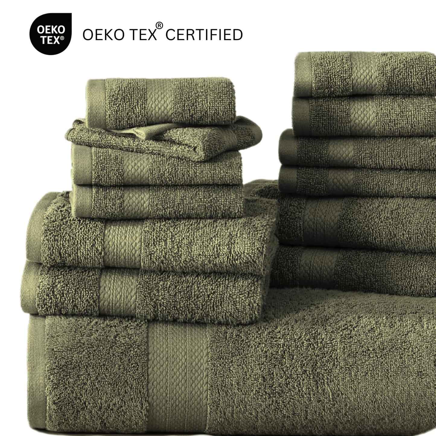 LANE LINEN 24-teiliges Badezimmerhandtuch-Set – 100 % Baumwolle, Badetuch-Sets, 4 Badetücher extragroß, 2 Badelaken, 6 Handtücher fürs Badezimmer, 8 Waschlappen, 4 Fingerkuppen-Handtücher – weiße Handtücher