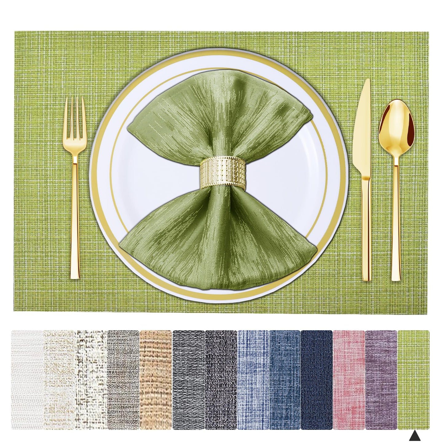 Tischsets 6er-Set, gewebtes Vinyl-Tischset für Esstisch, waschbar, abwischbar, Küchentischsets, strapazierfähige Tischsets für drinnen und draußen, 01 Beige, 6 Stück