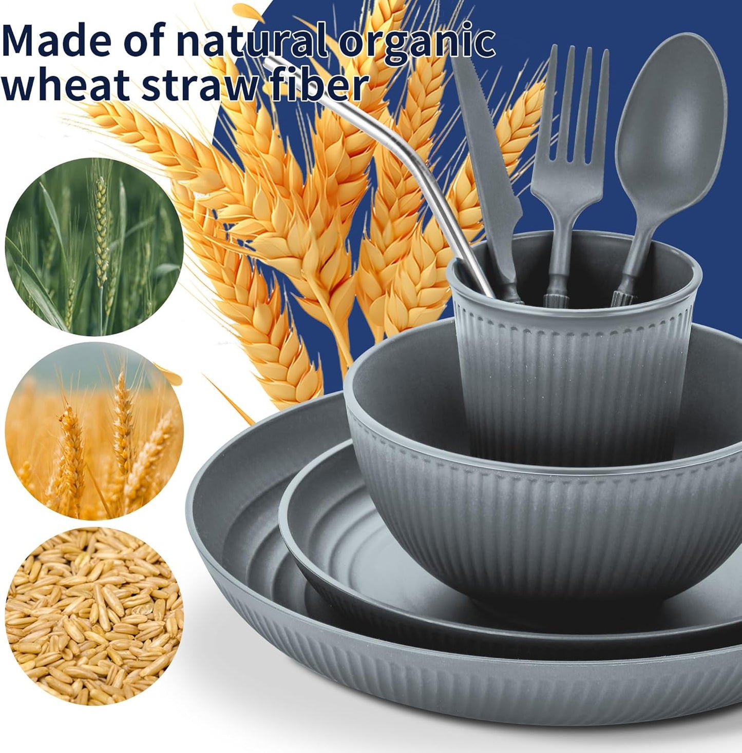 48-Piece Unbreakable Dinnerware Set – Plates, Bowls, Cups & Utensils for 6