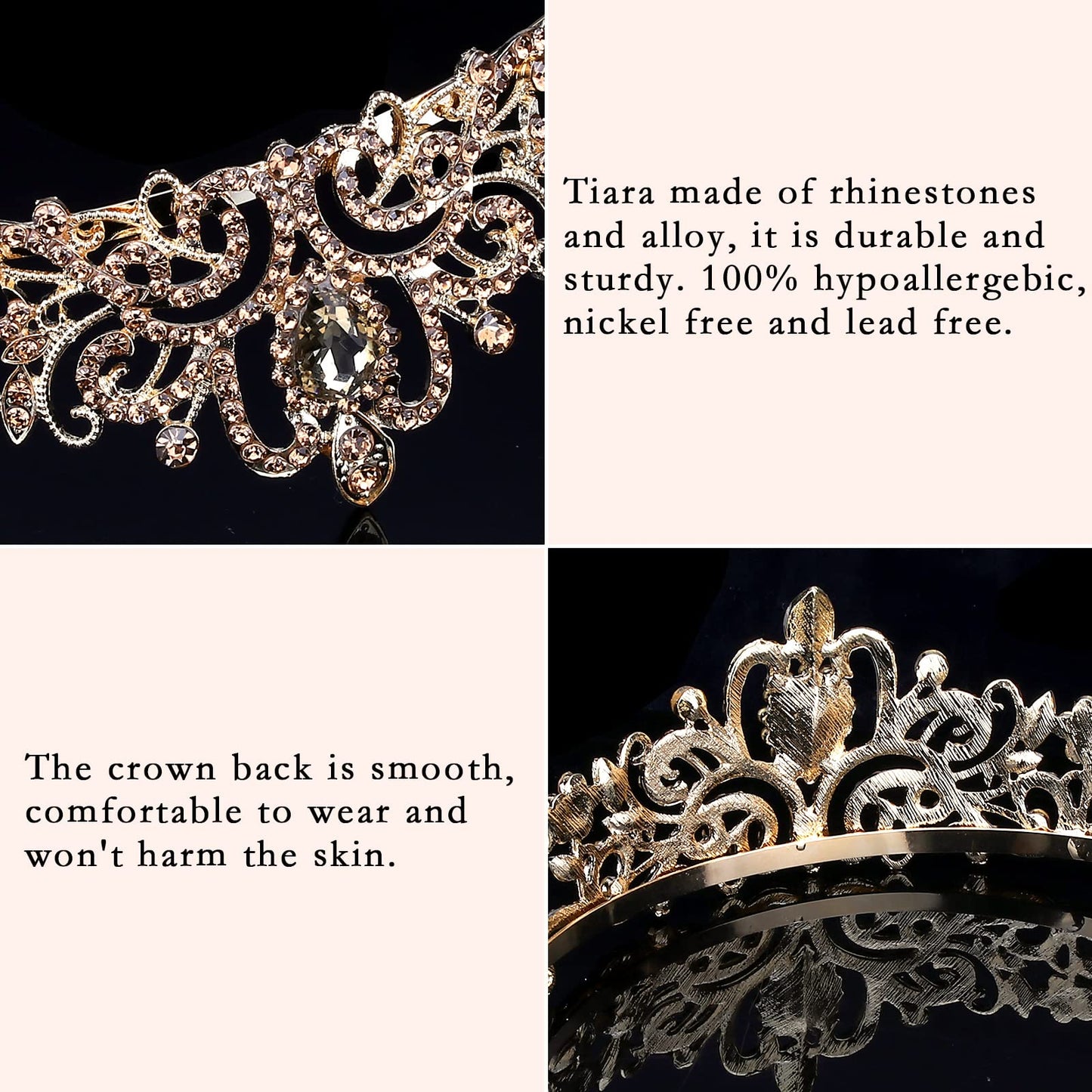 COCIDE Tiara Crystal Crowns Princess Rhinestone Crown with Combs Bride Headbands Bridal Wedding Prom Birthday Party Hair Accessories Jewelry for Women Girls (Silver)