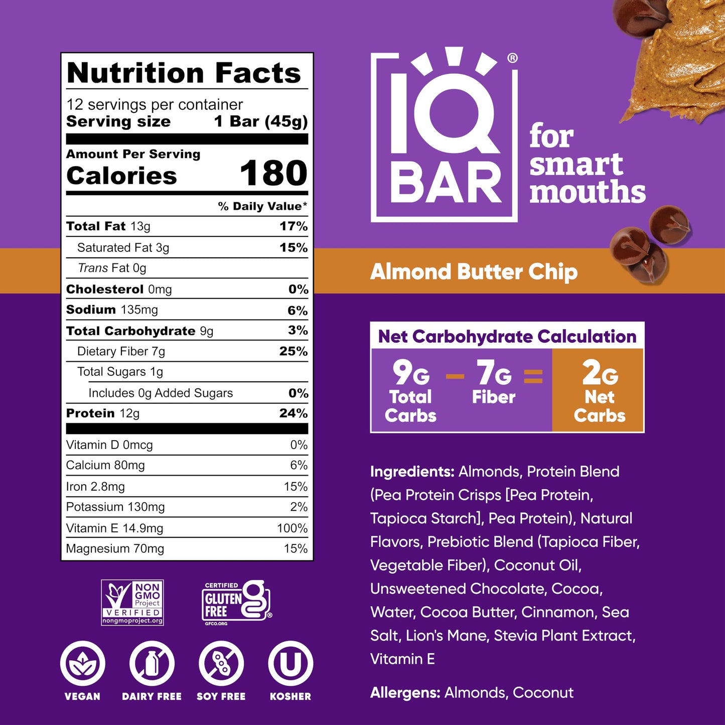 IQBAR Brain and Body Plant Protein Bars - 7 Bar Sampler Pack - Gluten Free, High Fiber, Vegan Snacks - Low Sugar Meal Replacement