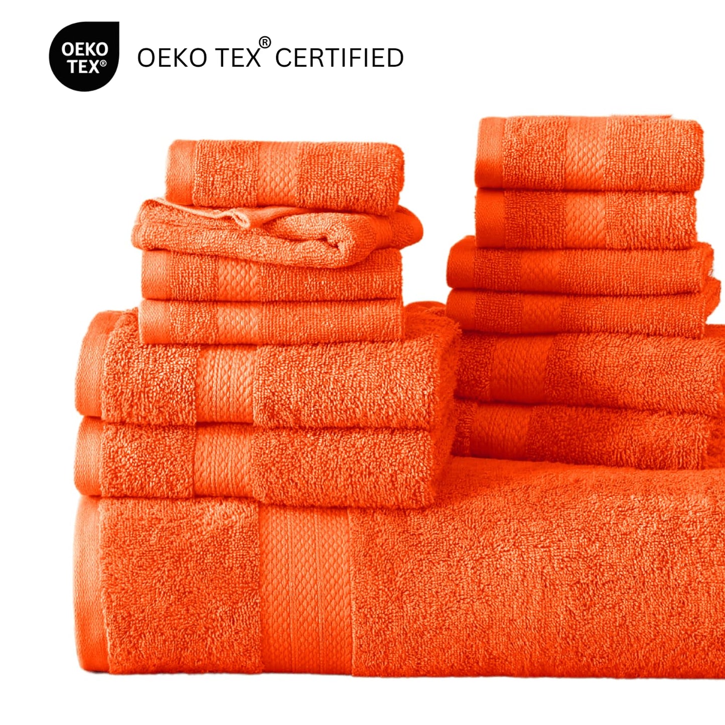 LANE LINEN 24-teiliges Badezimmerhandtuch-Set – 100 % Baumwolle, Badetuch-Sets, 4 Badetücher extragroß, 2 Badelaken, 6 Handtücher fürs Badezimmer, 8 Waschlappen, 4 Fingerkuppen-Handtücher – weiße Handtücher
