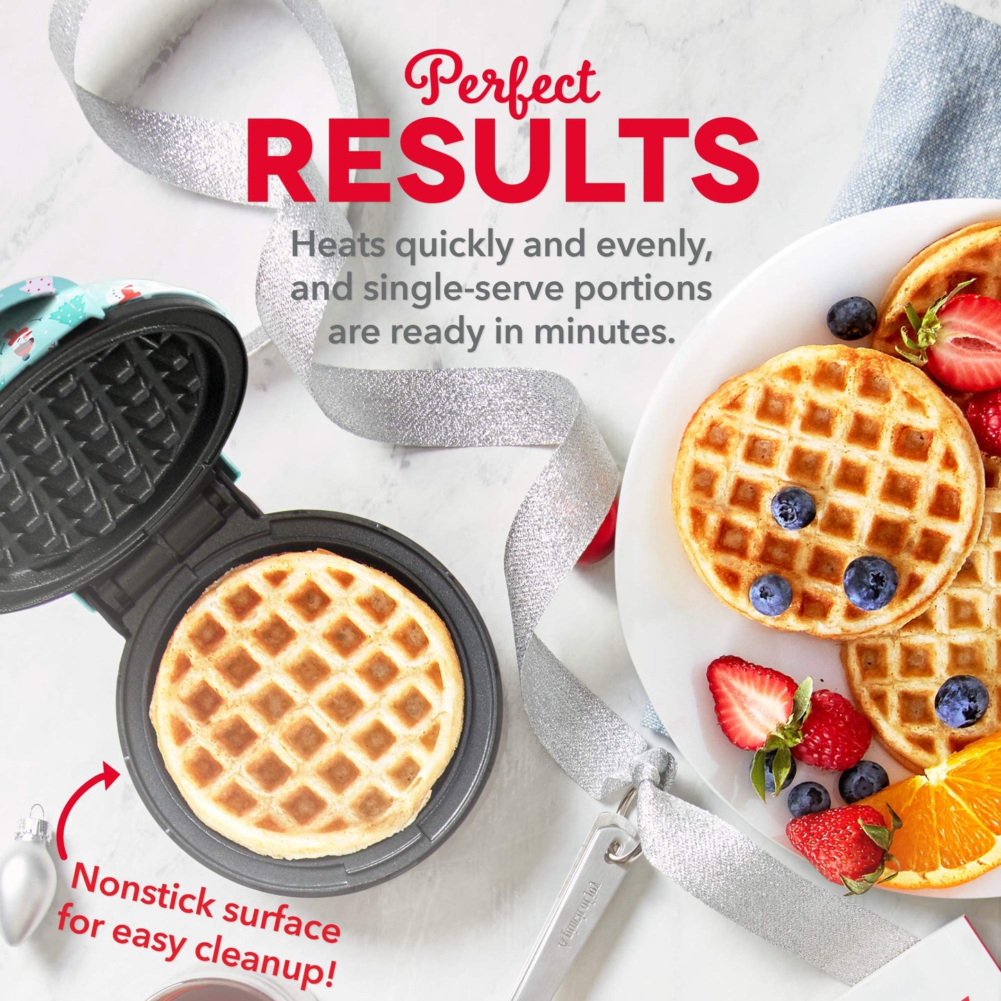 DASH Mini Maker for Individual Waffles, Hash Browns, Keto Chaffles with Easy to Clean, Non-Stick Surfaces, 4 Inch, White Pineapple