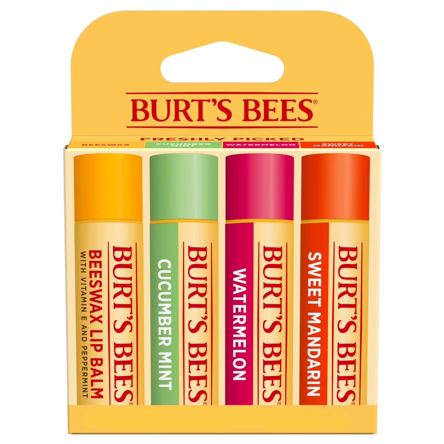 Lip Balm - Beeswax, Strawberry, Coconut and Pear, and Vanilla Bean, With Responsibly Sourced Beeswax, Tint-Free, Natural Origin Lip Treatment, 4 Tubes, 0.15 oz.