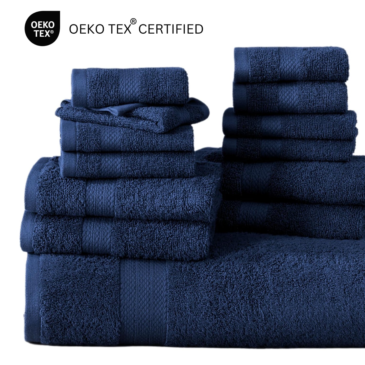 LANE LINEN 24-teiliges Badezimmerhandtuch-Set – 100 % Baumwolle, Badetuch-Sets, 4 Badetücher extragroß, 2 Badelaken, 6 Handtücher fürs Badezimmer, 8 Waschlappen, 4 Fingerkuppen-Handtücher – weiße Handtücher