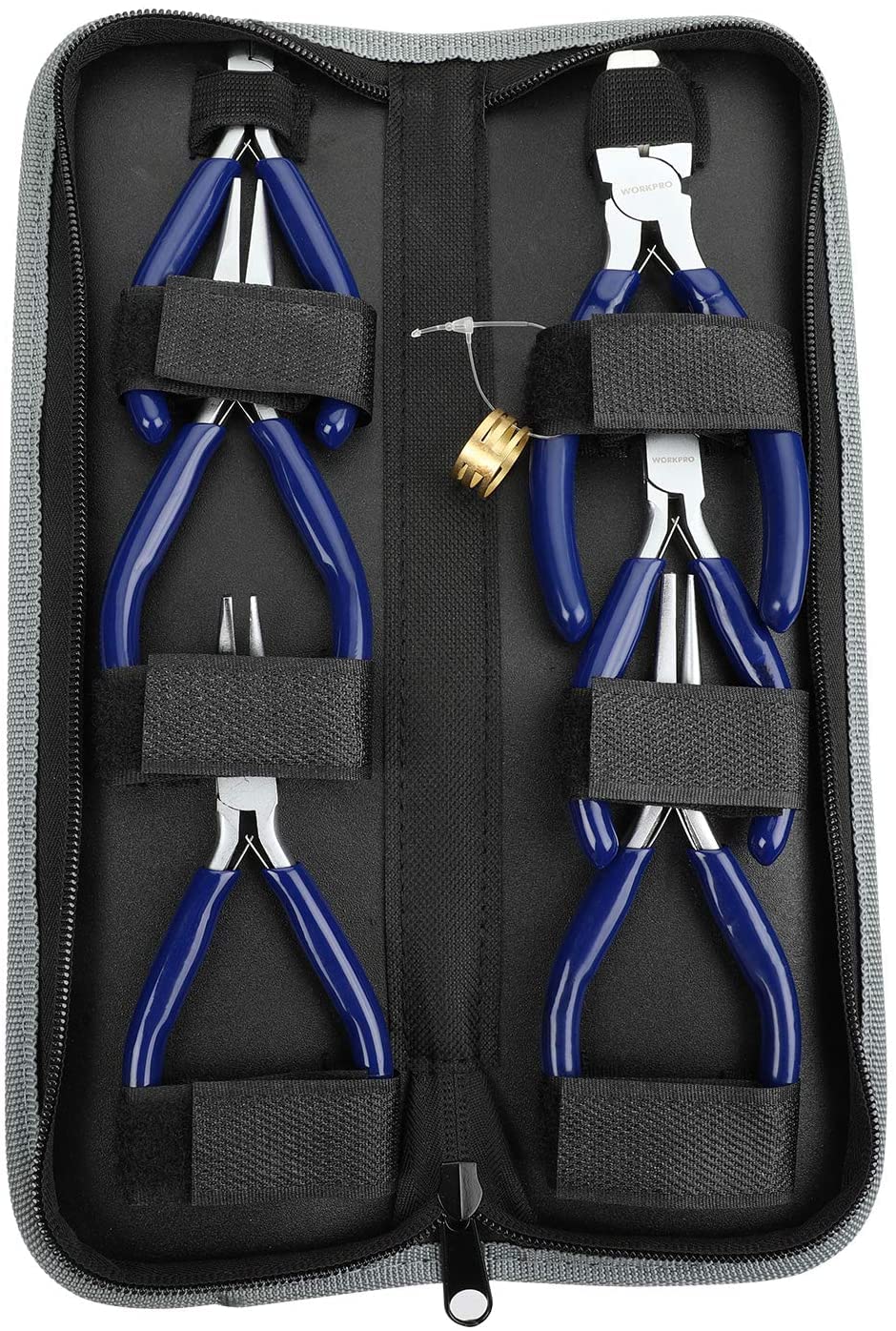 WORKPRO 7-teiliges Zangenset für Juweliere, Werkzeugset zur Schmuckherstellung mit praktischer Tragetasche (blau)