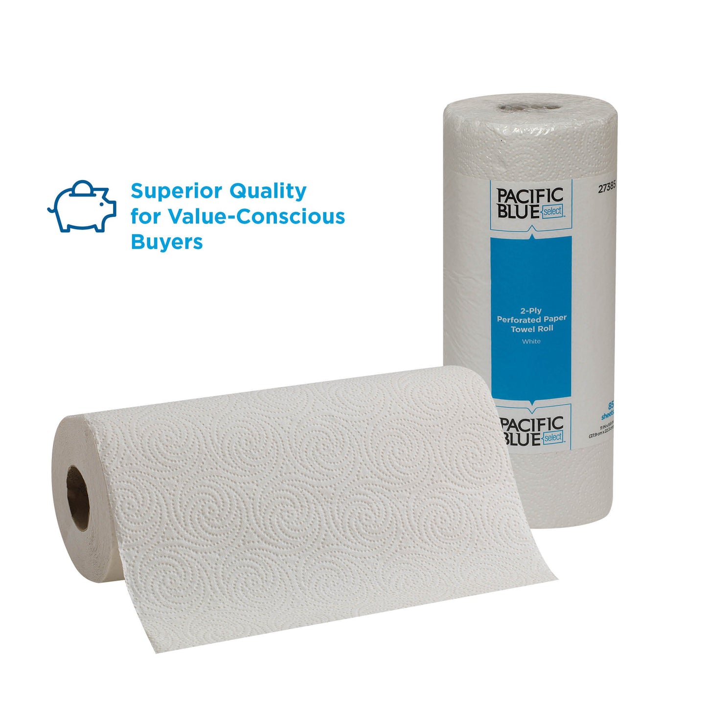 Georgia-Pacific Blue Select 2-lagige perforierte Papierhandtuchrollen, 27385, 85 Blatt pro Rolle, 30 Rollen pro Karton