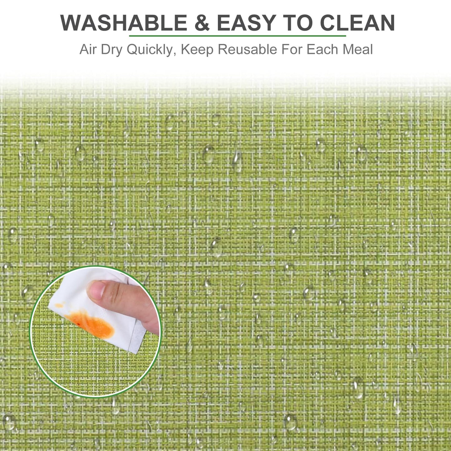 Tischsets 6er-Set, gewebtes Vinyl-Tischset für Esstisch, waschbar, abwischbar, Küchentischsets, strapazierfähige Tischsets für drinnen und draußen, 01 Beige, 6 Stück