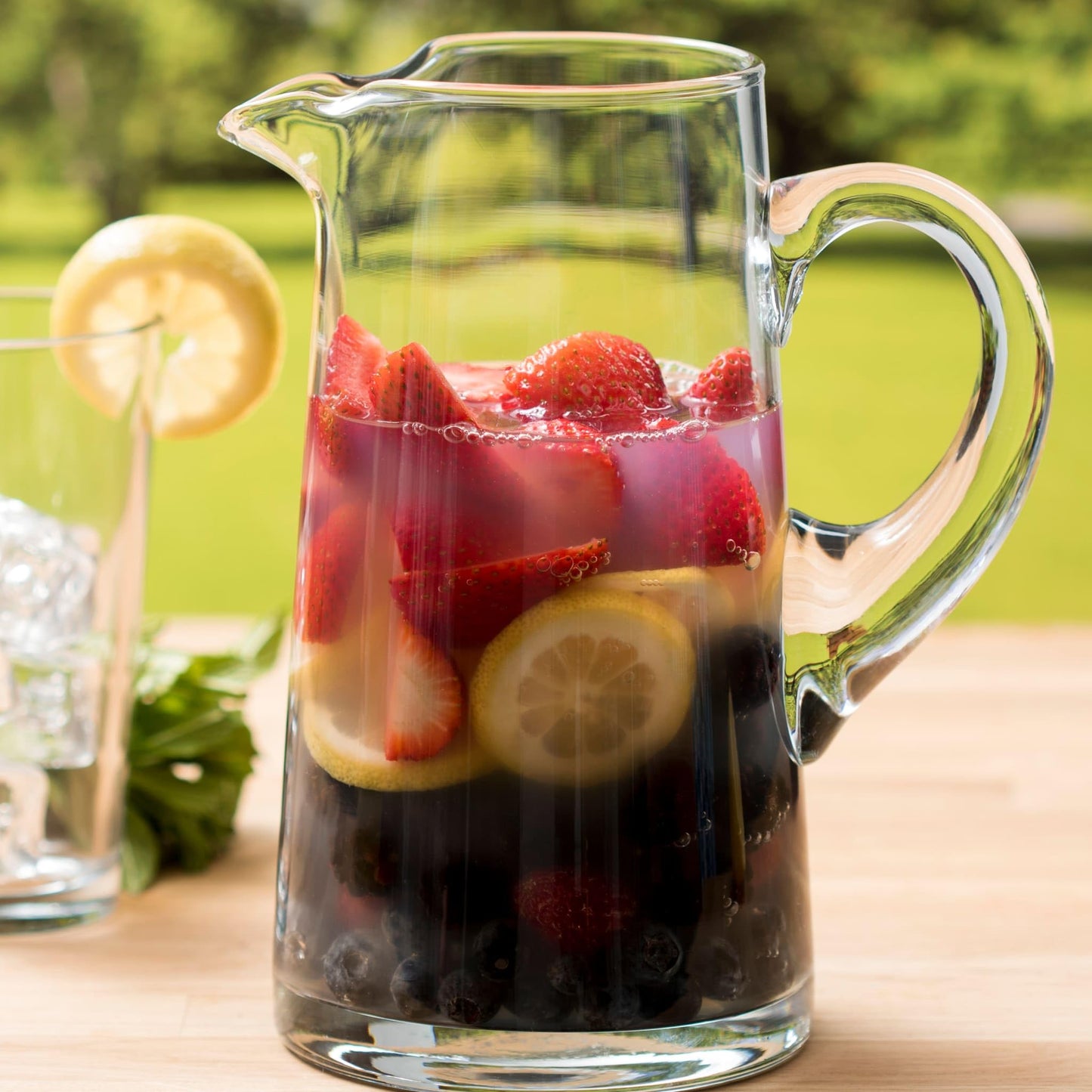 Libbey Acapulco Large Glass Pitcher Set of 2, 89 Oz, Clear, Tall Bubble Glass Pitchers with Handle, Modern Pitcher Set for Iced Tea, Punch, and More