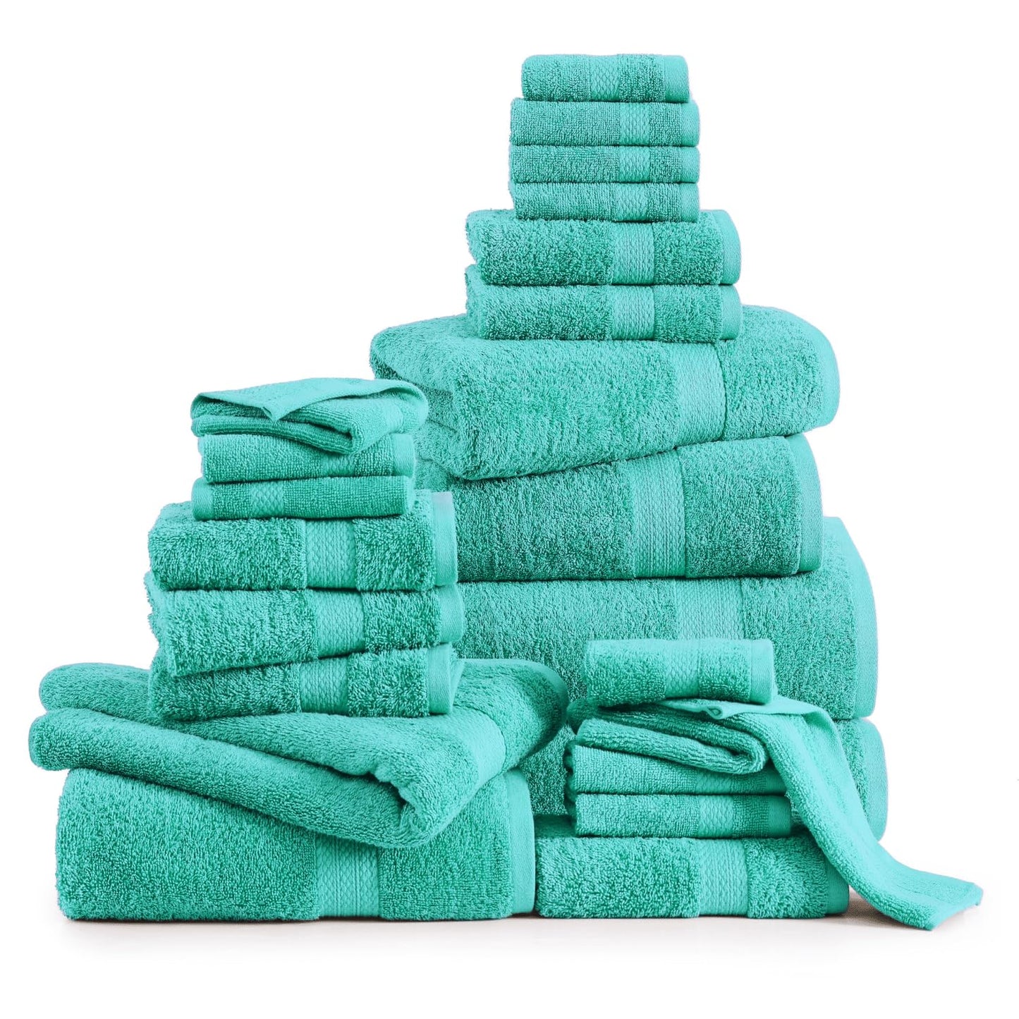 LANE LINEN 24-teiliges Badezimmerhandtuch-Set – 100 % Baumwolle, Badetuch-Sets, 4 Badetücher extragroß, 2 Badelaken, 6 Handtücher fürs Badezimmer, 8 Waschlappen, 4 Fingerkuppen-Handtücher – weiße Handtücher