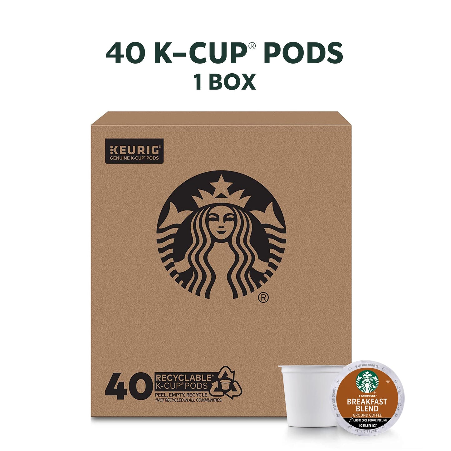 Starbucks K-Cup-Kaffeepads, natürlich aromatisiertes Kaffee-Vielfaltspaket für Keurig-Kaffeemaschinen, 100 % Arabica, 1 Schachtel (40 Pads)