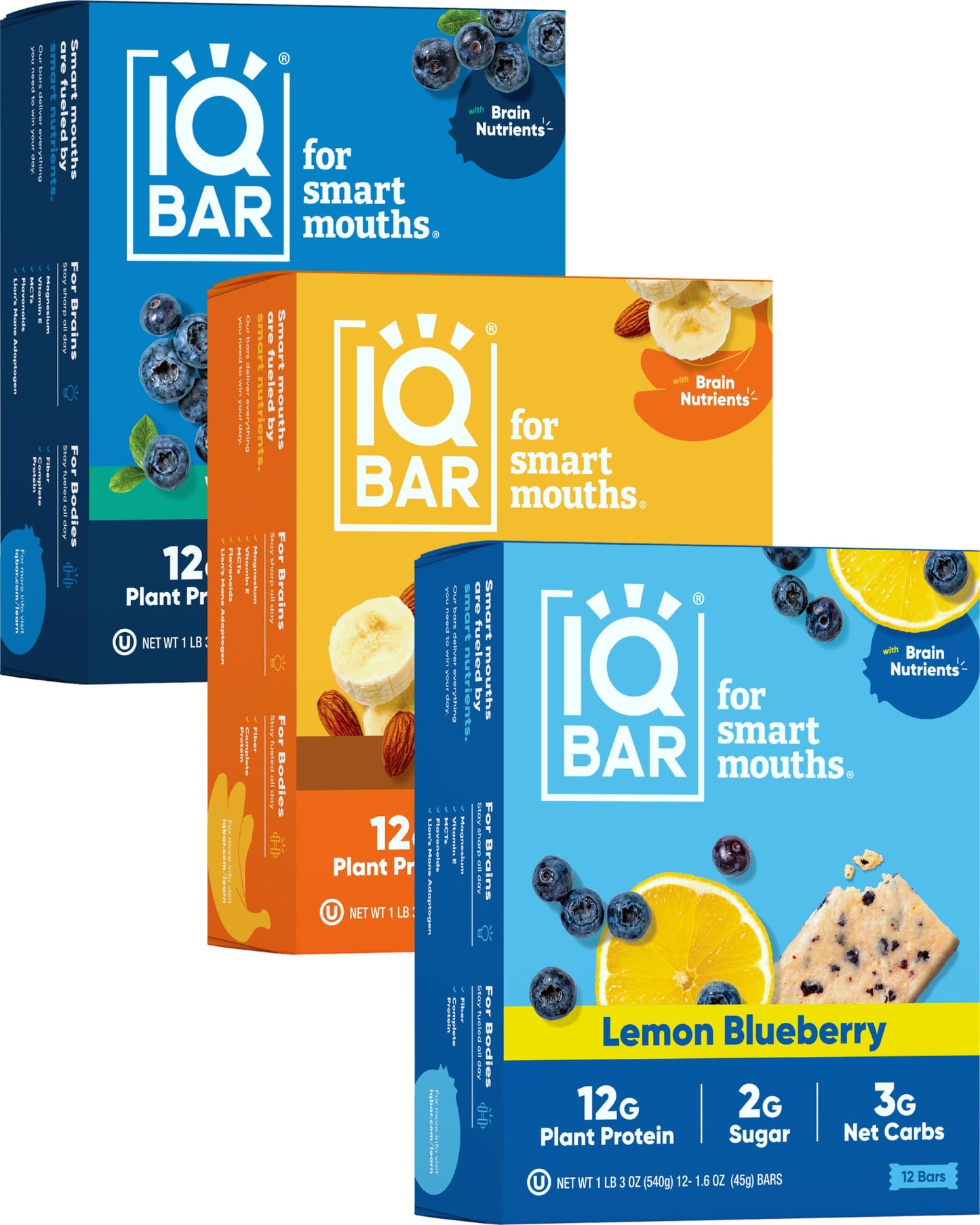 IQBAR Brain and Body Plant Protein Bars - 7 Bar Sampler Pack - Gluten Free, High Fiber, Vegan Snacks - Low Sugar Meal Replacement
