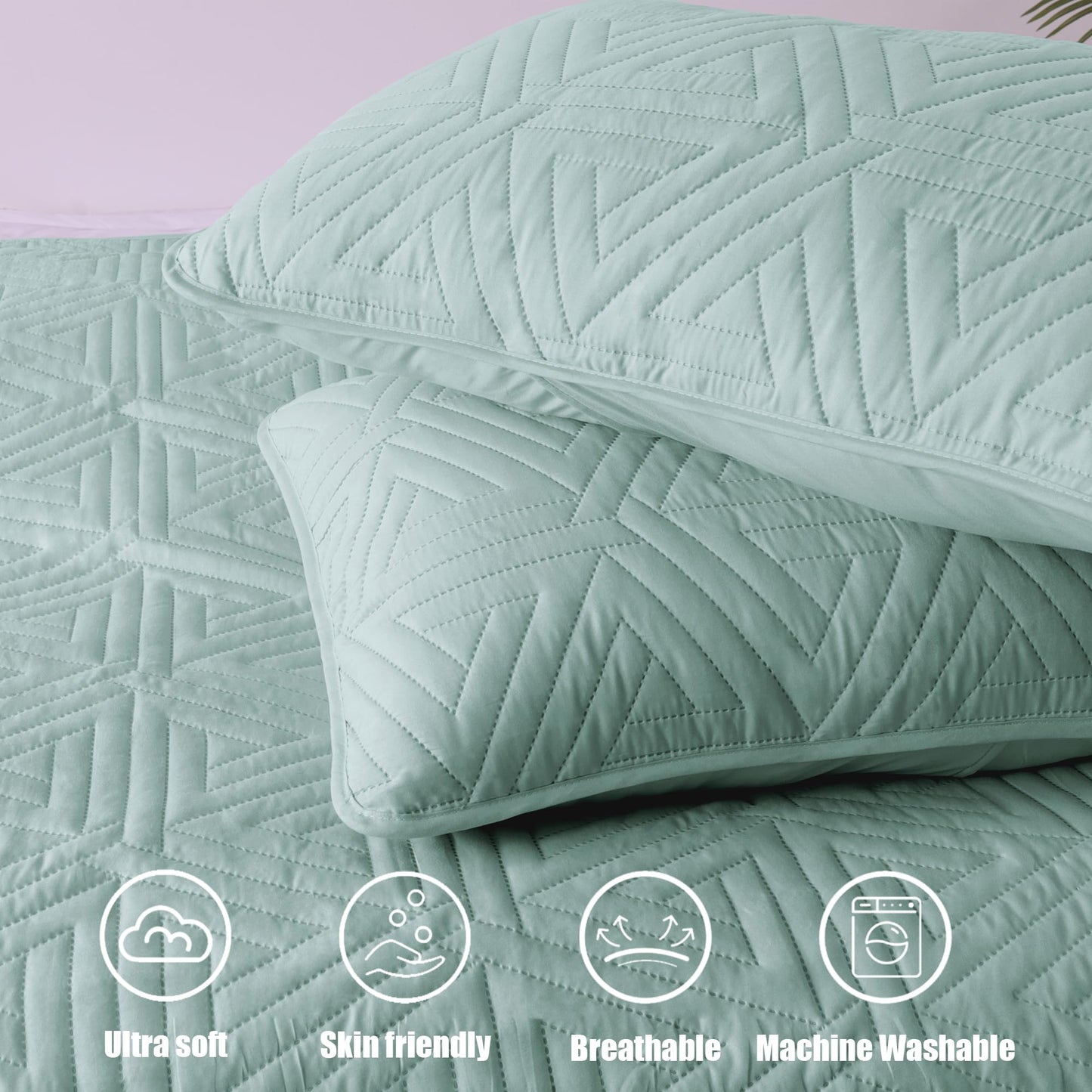 Whale Flotilla Soft Full/Queen Size Quilt Set for All Seasons, 3-Piece Ultrasonic Geometric Quilts Bedding Set, Lightweight Reversible Bedspread, Coverlet, Bed Cover with 2 Pillow Shams, Orange