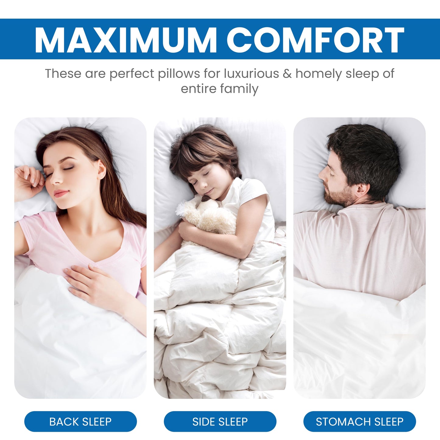 Utopia Bedding Bettkissen zum Schlafen (weiß), Queen Size, 2er-Set, Hotelkissen, Kühlkissen für Seiten-, Rücken- oder Bauchschläfer