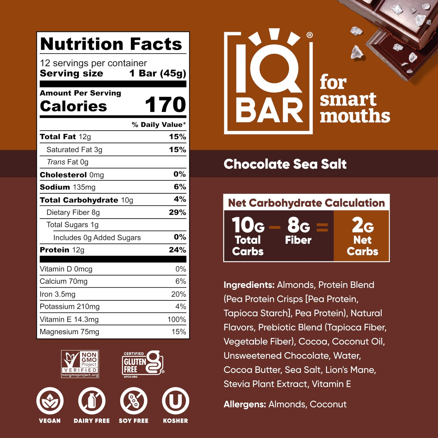 IQBAR Brain and Body Plant Protein Bars - 7 Bar Sampler Pack - Gluten Free, High Fiber, Vegan Snacks - Low Sugar Meal Replacement