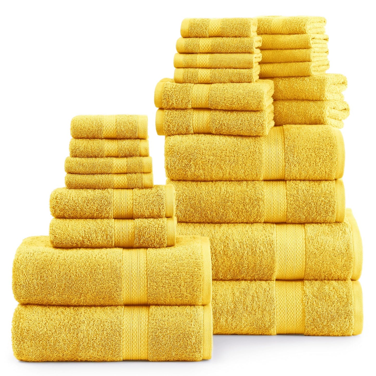 LANE LINEN 24-teiliges Badezimmerhandtuch-Set – 100 % Baumwolle, Badetuch-Sets, 4 Badetücher extragroß, 2 Badelaken, 6 Handtücher fürs Badezimmer, 8 Waschlappen, 4 Fingerkuppen-Handtücher – weiße Handtücher