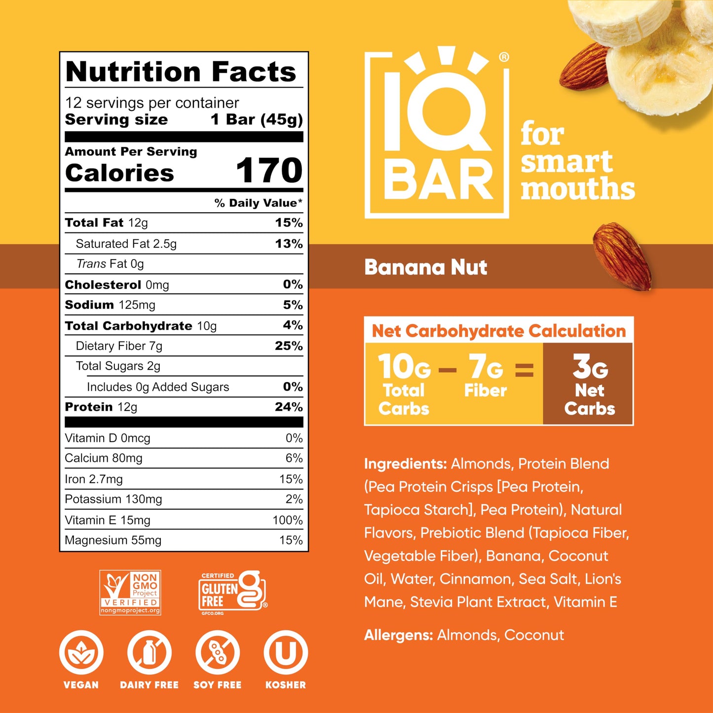 IQBAR Brain and Body Plant Protein Bars - 7 Bar Sampler Pack - Gluten Free, High Fiber, Vegan Snacks - Low Sugar Meal Replacement