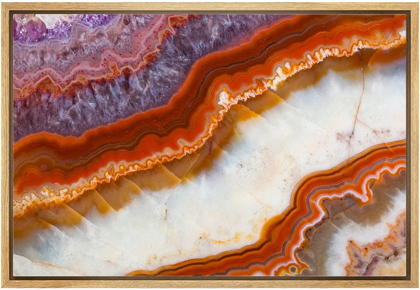 wall26 Framed Canvas Print Wall Art Purple, Gold and Teal Marble Landscape Abstract Shapes Illustrations Modern Chic Colorful Multicolor Ultra for Living Room, Bedroom, Office - 24x36 Natural
