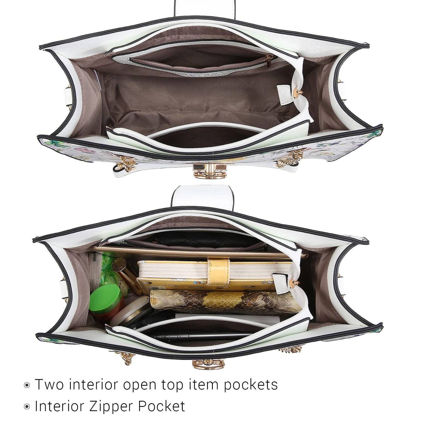 Dasein Lederhandtasche, Tragetasche, Hobo-Tasche für Damen, Schultertasche, Henkeltasche oben, Umhängetasche mit passender Clutch