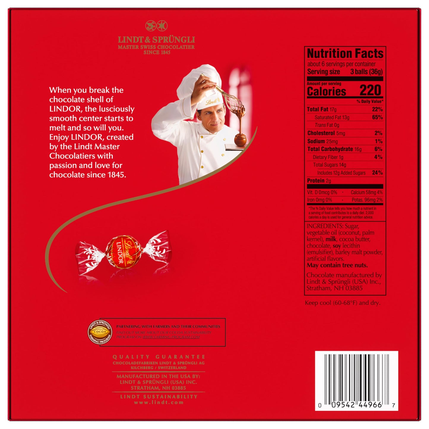Lindt LINDOR Milk Chocolate Candy Truffles, Milk Chocolate with Smooth, Melting Truffle Center, 25.4 oz., 60 Count