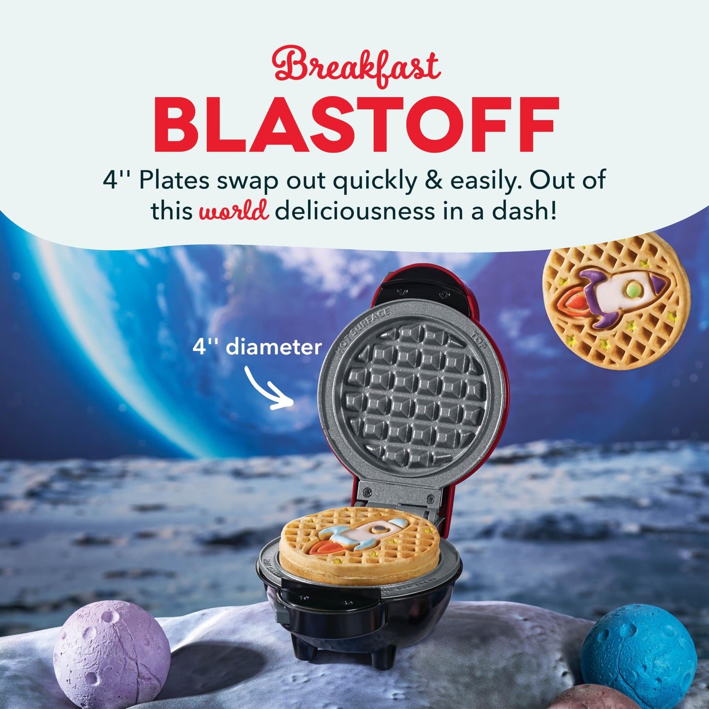 DASH Multimaker Mini System Two 4” Nonstick Removable Waffle Plates (Gingerbread & Snowflake) - 2Pc Plate Pack for Waffle Iron & Griddle, Compatible with Dash MultiMaker Mini System, Nonstick Surface