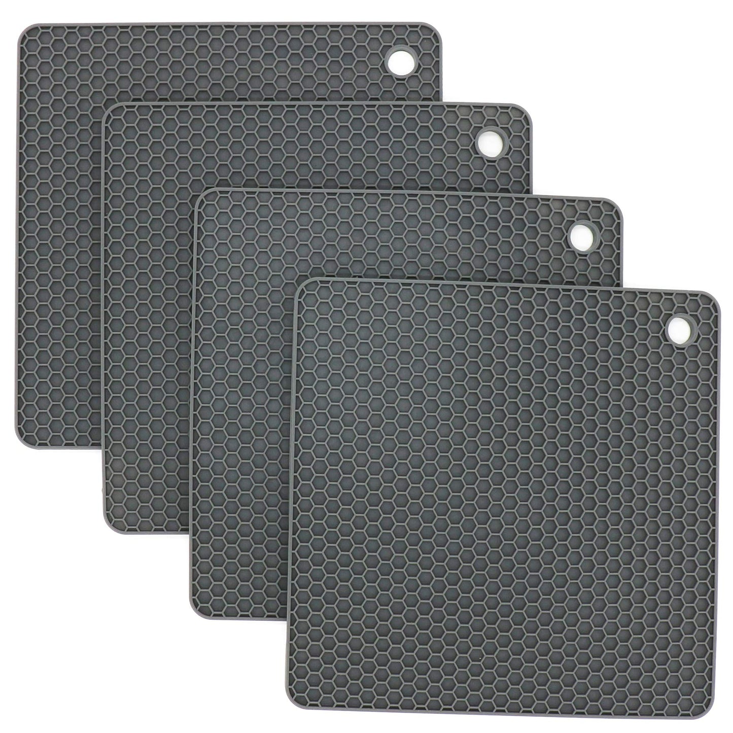 Smithcraft Silikon-Untersetzer für heiße Gerichte, Töpfe und Pfannen, heiße Pads für die Küche, dunkelgraue Silikon-Topflappen, Silikonmatten für die Küche, hitzebeständige Quarzthekenmatte, flexible Untersetzermatten-Set 4