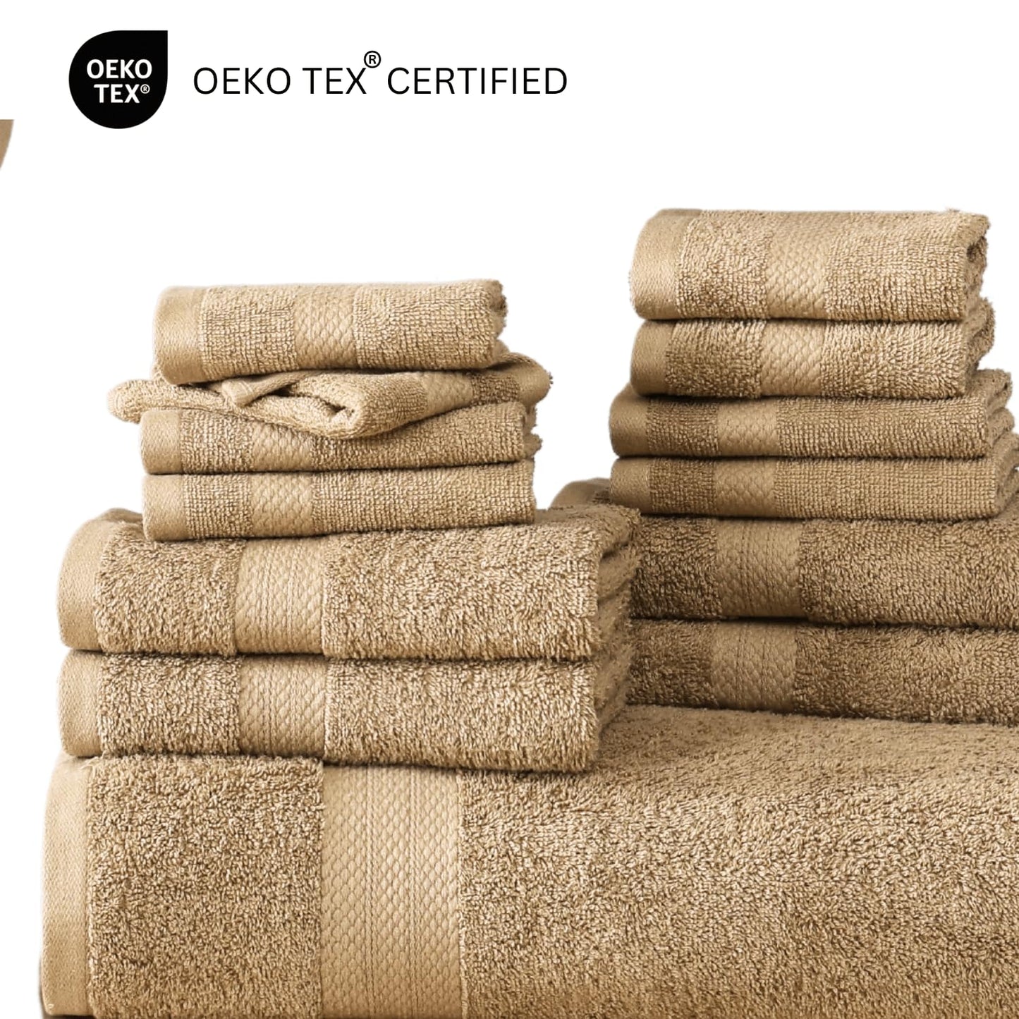 LANE LINEN 24-teiliges Badezimmerhandtuch-Set – 100 % Baumwolle, Badetuch-Sets, 4 Badetücher extragroß, 2 Badelaken, 6 Handtücher fürs Badezimmer, 8 Waschlappen, 4 Fingerkuppen-Handtücher – weiße Handtücher