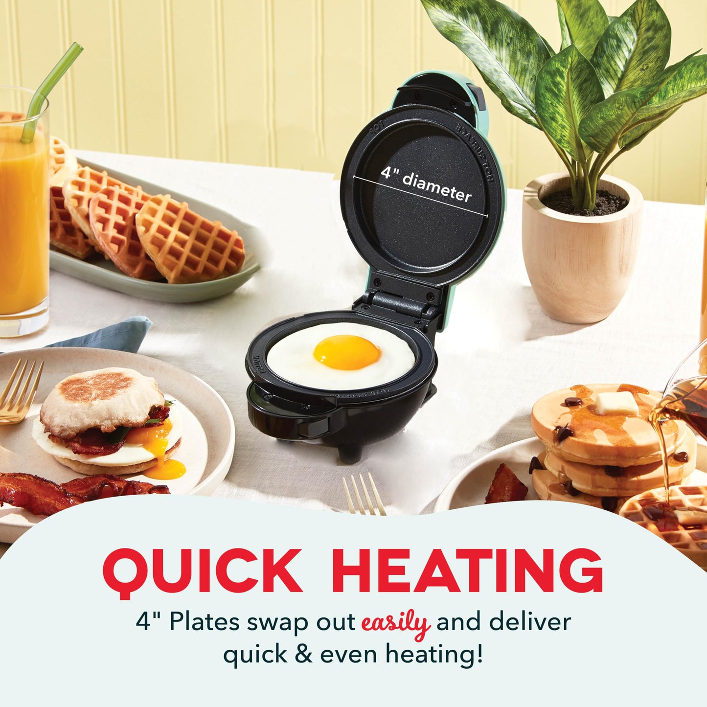 DASH Multimaker Mini System Two 4” Nonstick Removable Waffle Plates (Gingerbread & Snowflake) - 2Pc Plate Pack for Waffle Iron & Griddle, Compatible with Dash MultiMaker Mini System, Nonstick Surface