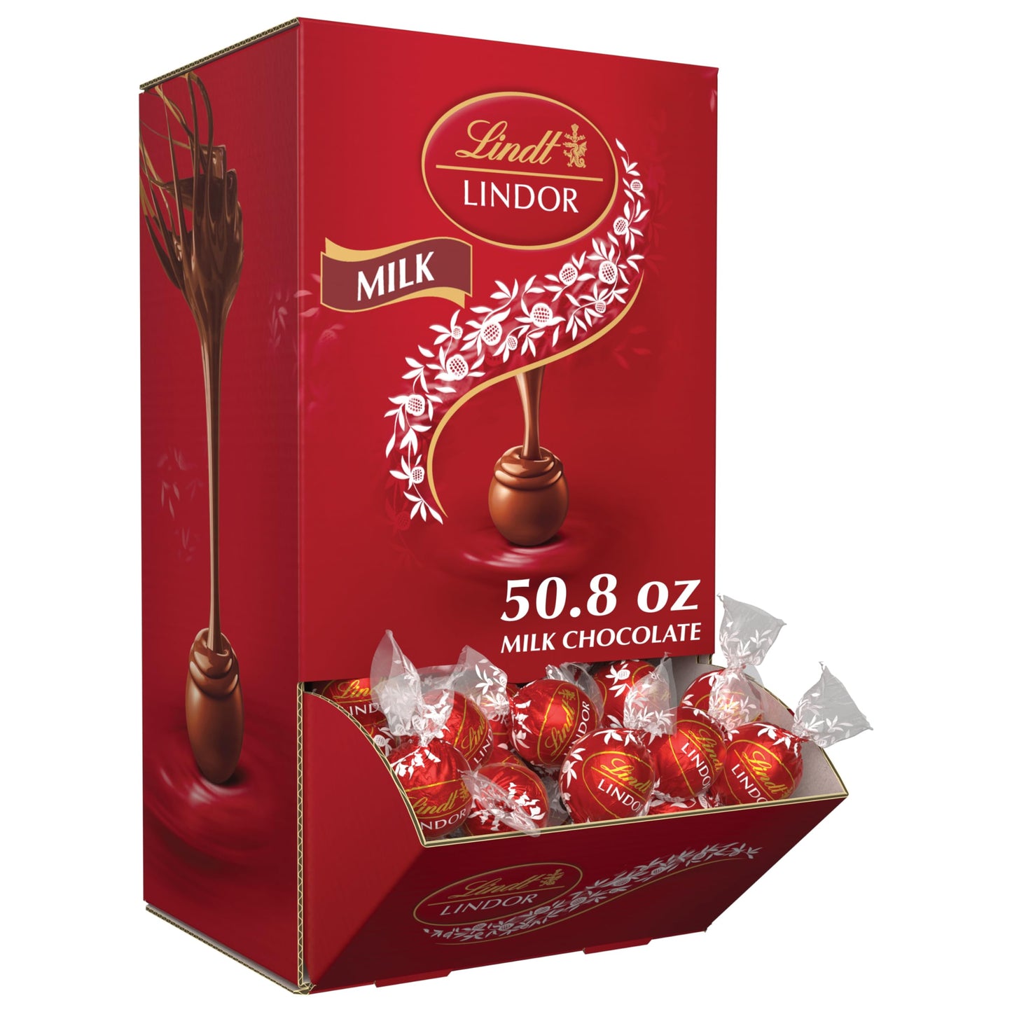 Lindt LINDOR Milk Chocolate Candy Truffles, Milk Chocolate with Smooth, Melting Truffle Center, 25.4 oz., 60 Count