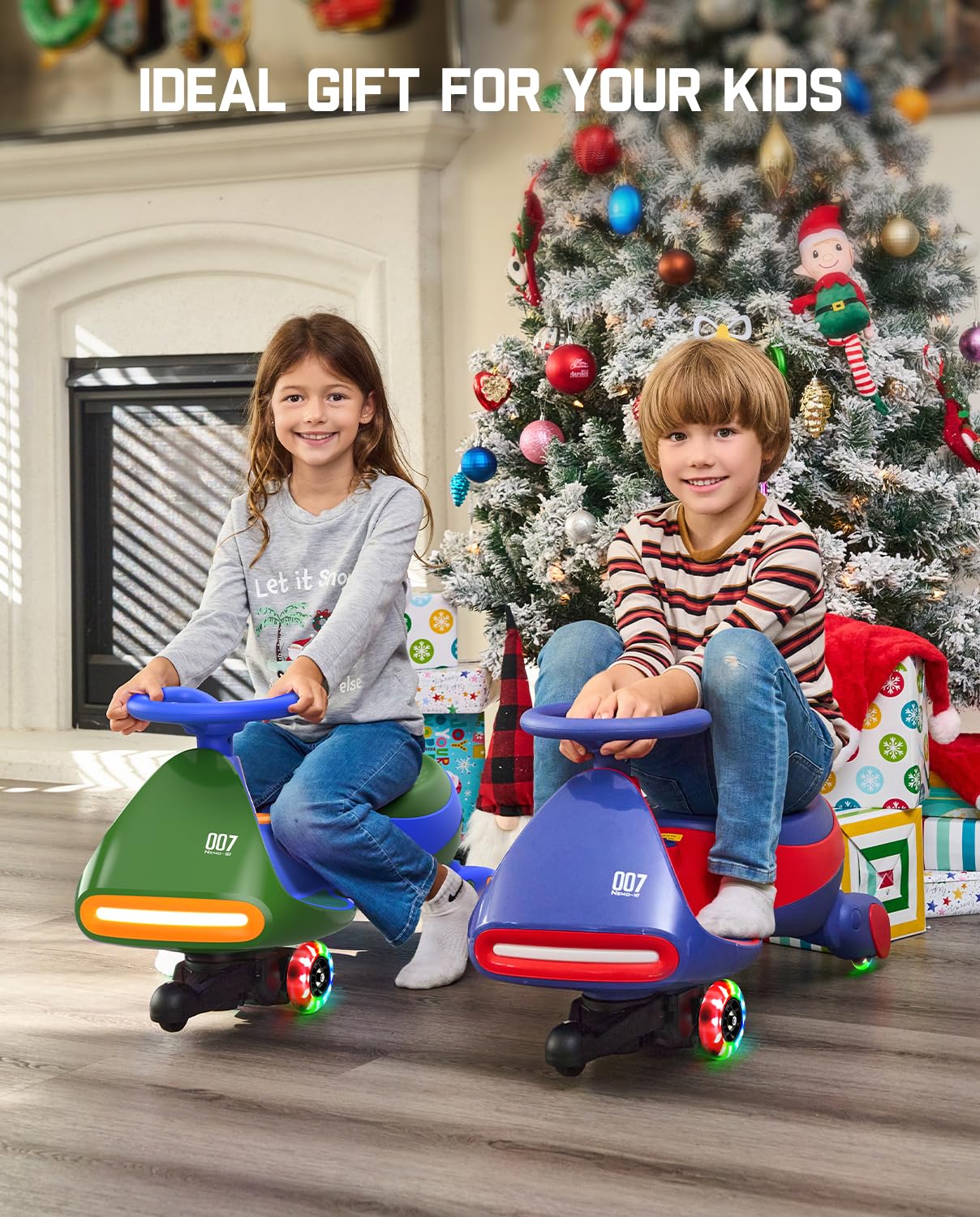 12V N7 Pro Electric Wiggle Car – Pedal-Powered Fun for Kids, Lights & Bluetooth Ride-On (by Fanttik)