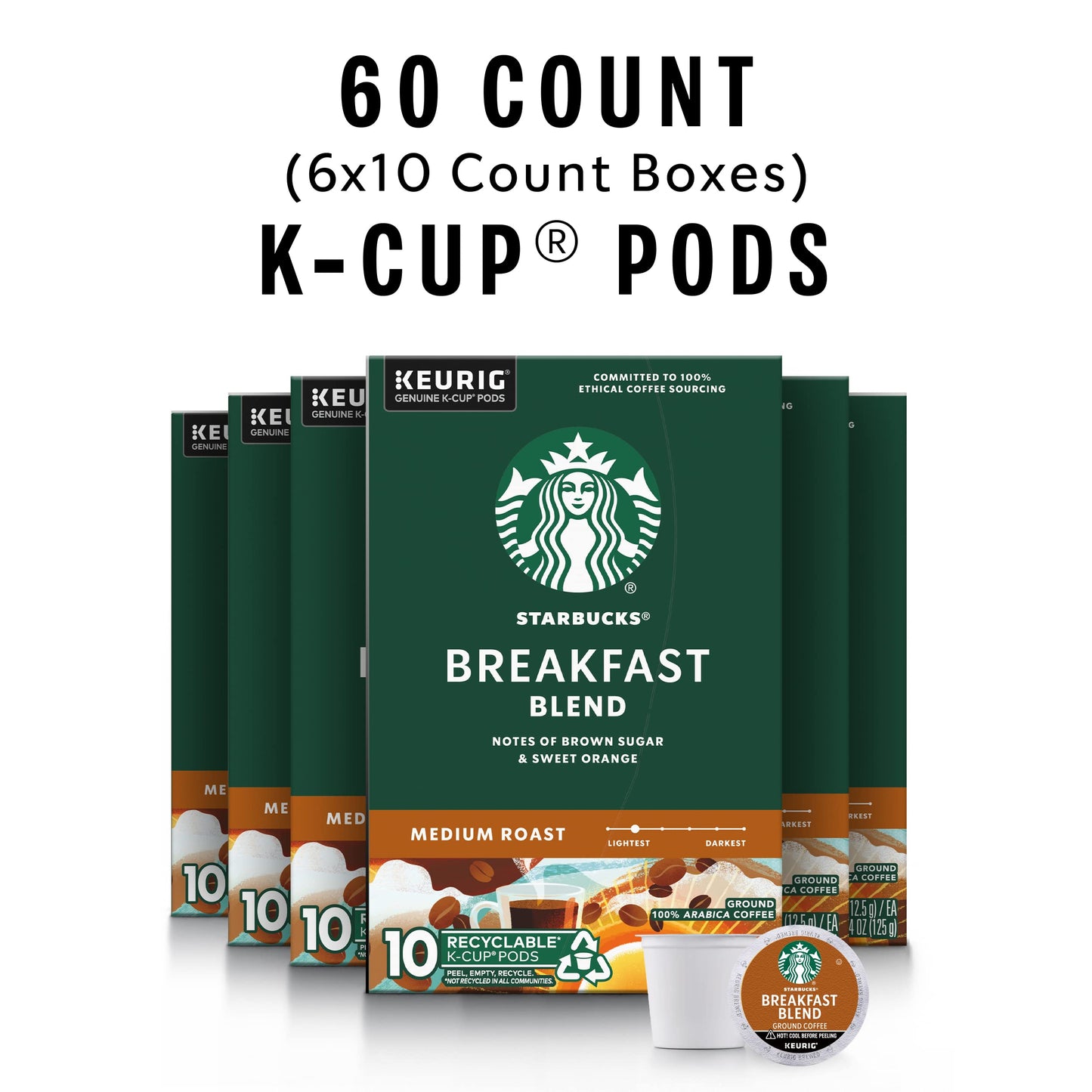 Starbucks K-Cup-Kaffeepads, natürlich aromatisiertes Kaffee-Vielfaltspaket für Keurig-Kaffeemaschinen, 100 % Arabica, 1 Schachtel (40 Pads)