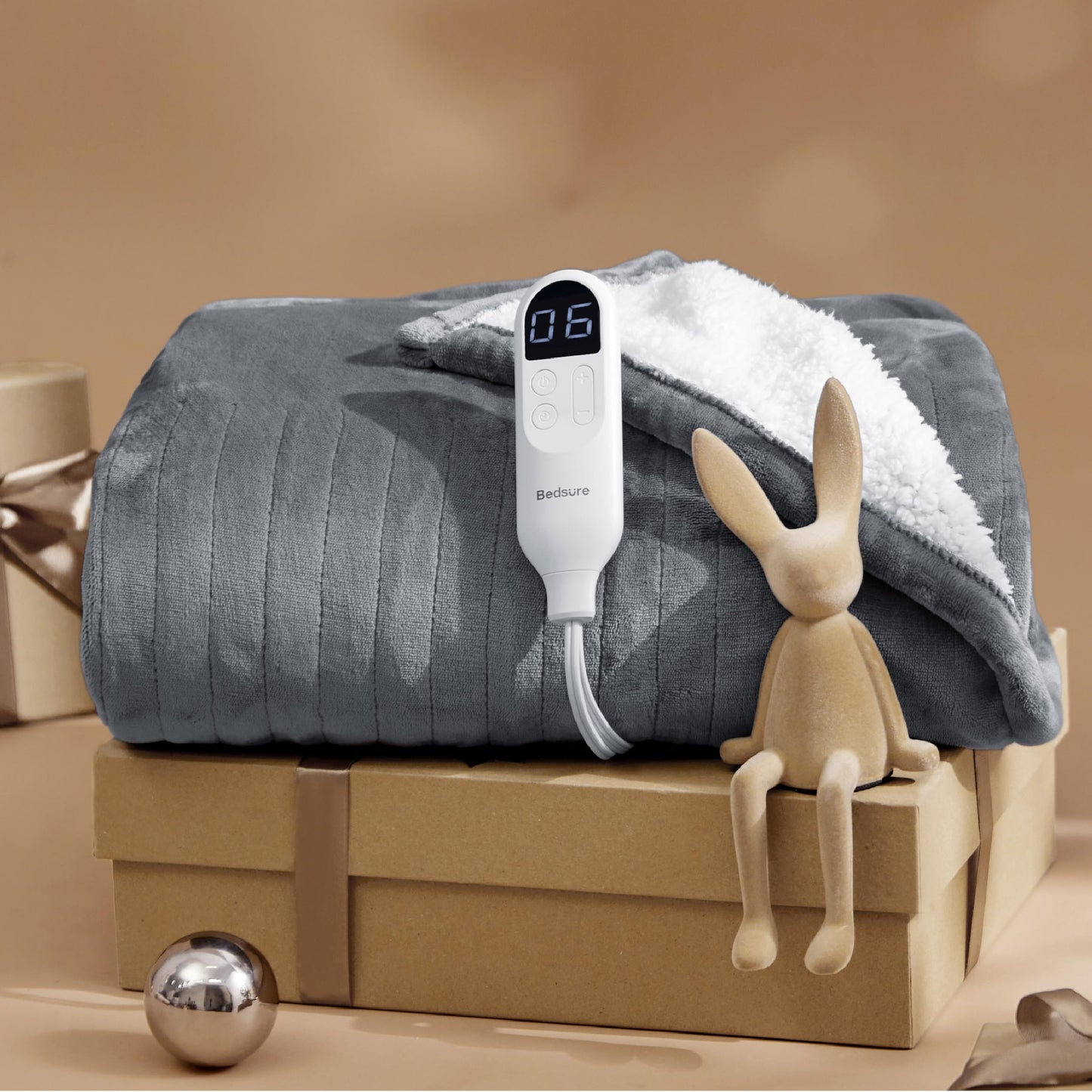 Electric Heated Blanket/Throw - Seamless Flannel Electric Blanket, Heating Blanket with 4 Time Settings & 6 Heat Settings, Warm Blanket Gift for Grandma (50x60 inches, Black)