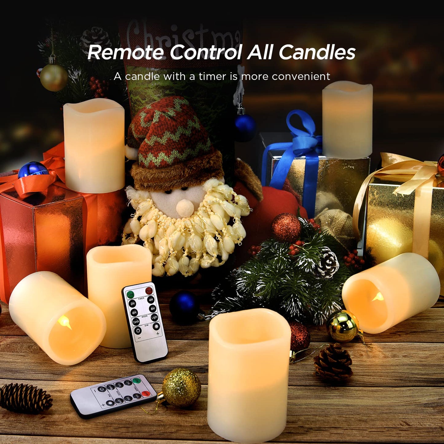 Lot de 12 bougies sans flamme Hausware à piles (D : 3 po x H : 4 po) Bougies piliers en cire véritable vacillantes Bougies LED sans flamme avec télécommande et minuterie (couleur ivoire)