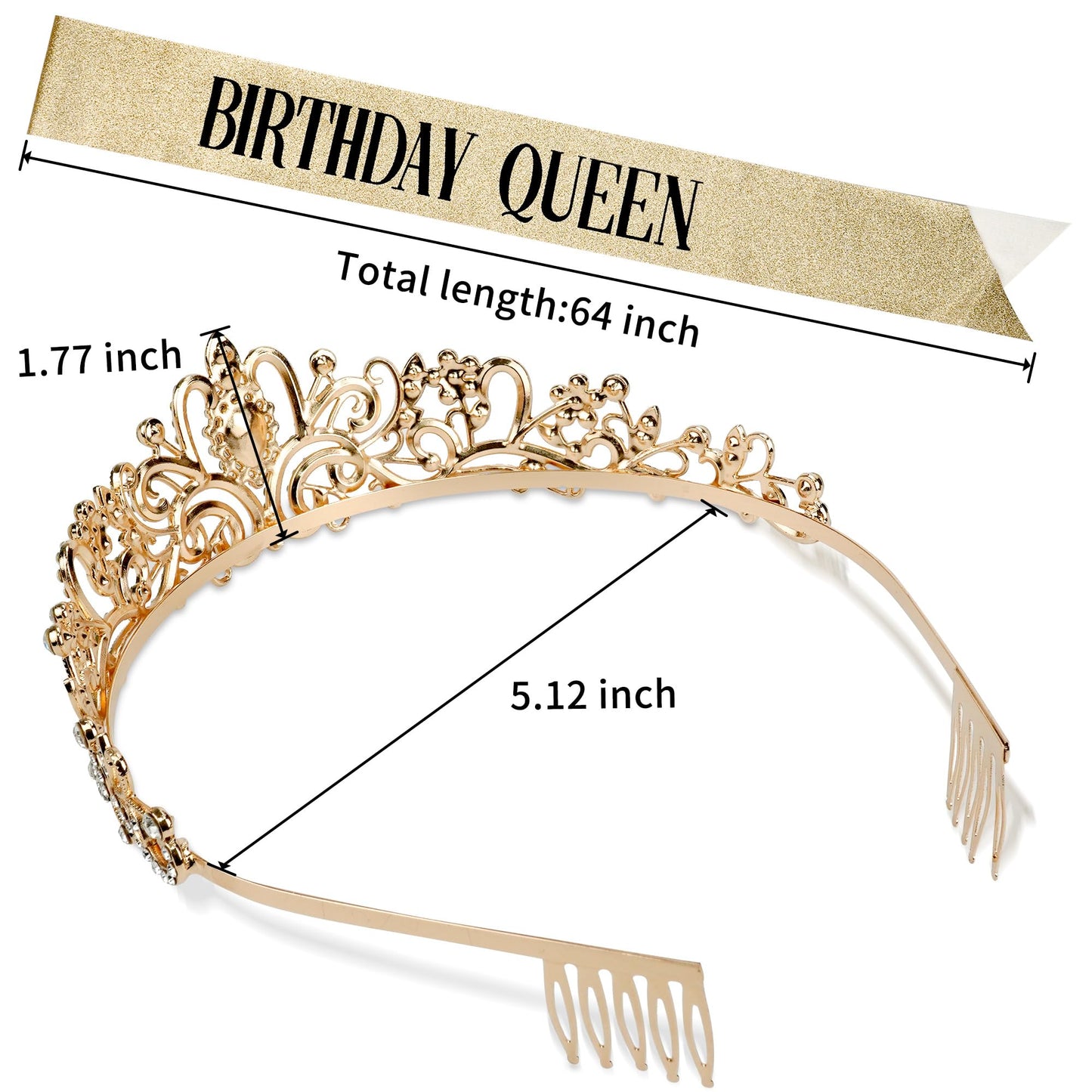 Gold Crown for Women Crystal Princess Tiaras Rhinestone Queen Headband Wedding Bridal Hair Accessories Birthday Prom Pageant Party Coming of Age Ceremony Photo Props