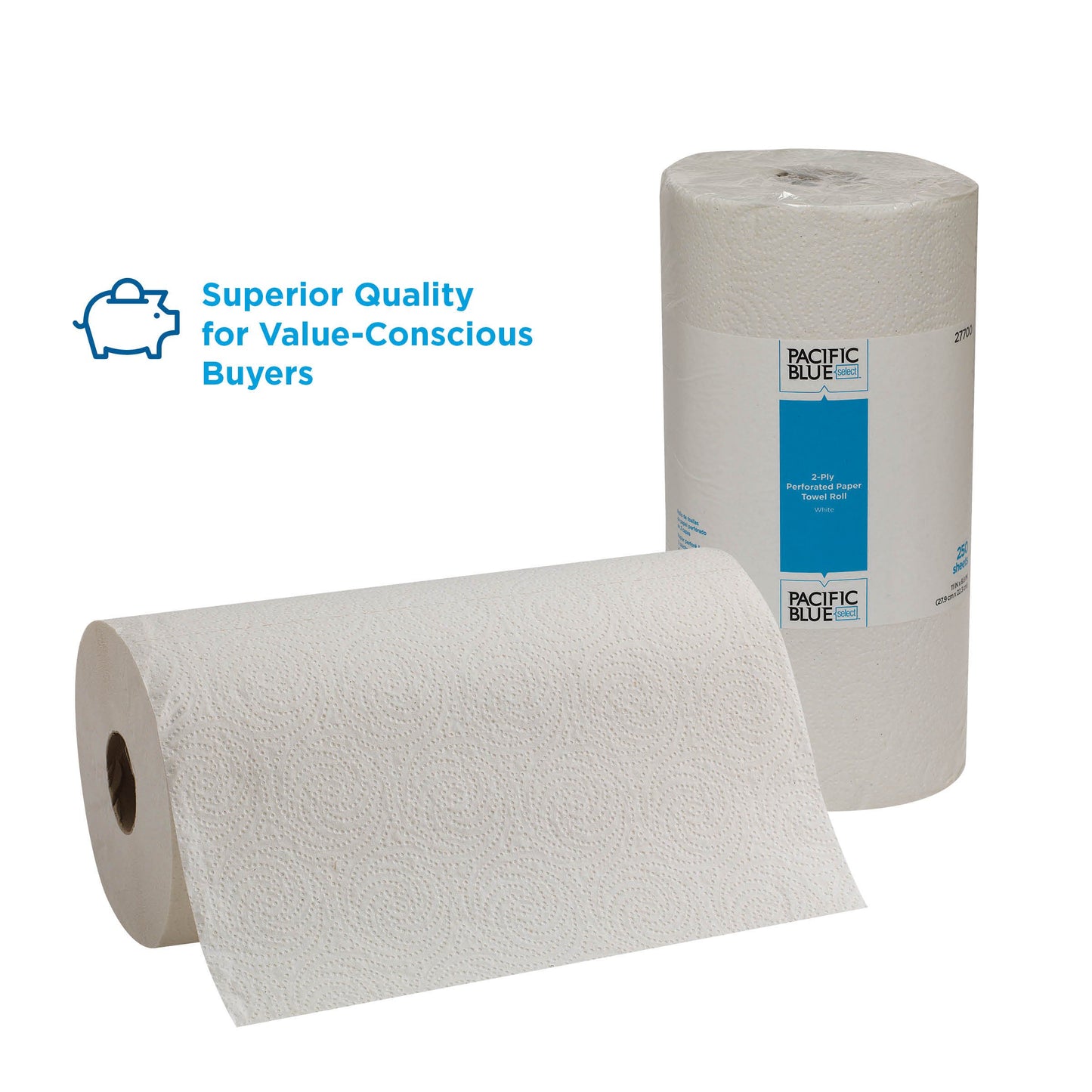 Georgia-Pacific Blue Select 2-lagige perforierte Papierhandtuchrollen, 27385, 85 Blatt pro Rolle, 30 Rollen pro Karton