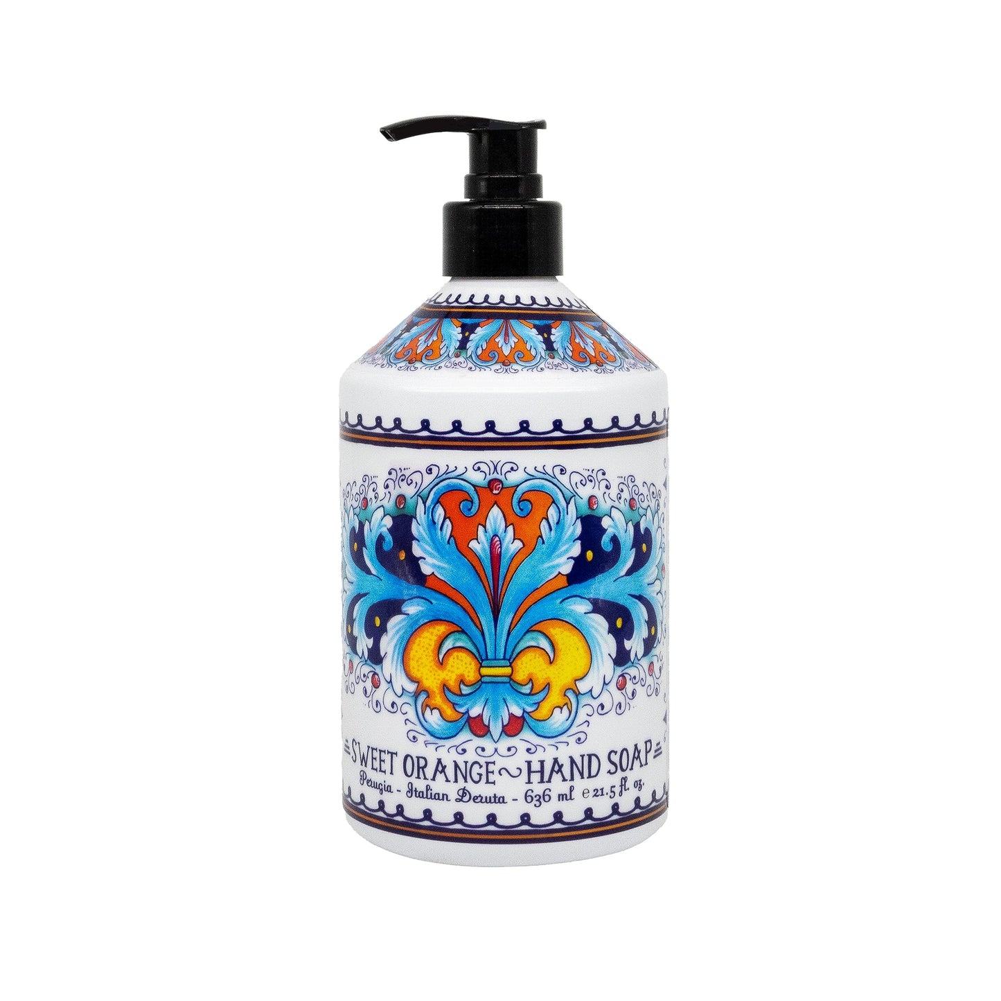 Perugia Italienische Deruta-Handseife - 650 ml-Flaschen - 8er-Pack - Lavendel, Süßorange, Zitronenverbene und Oliventhymian