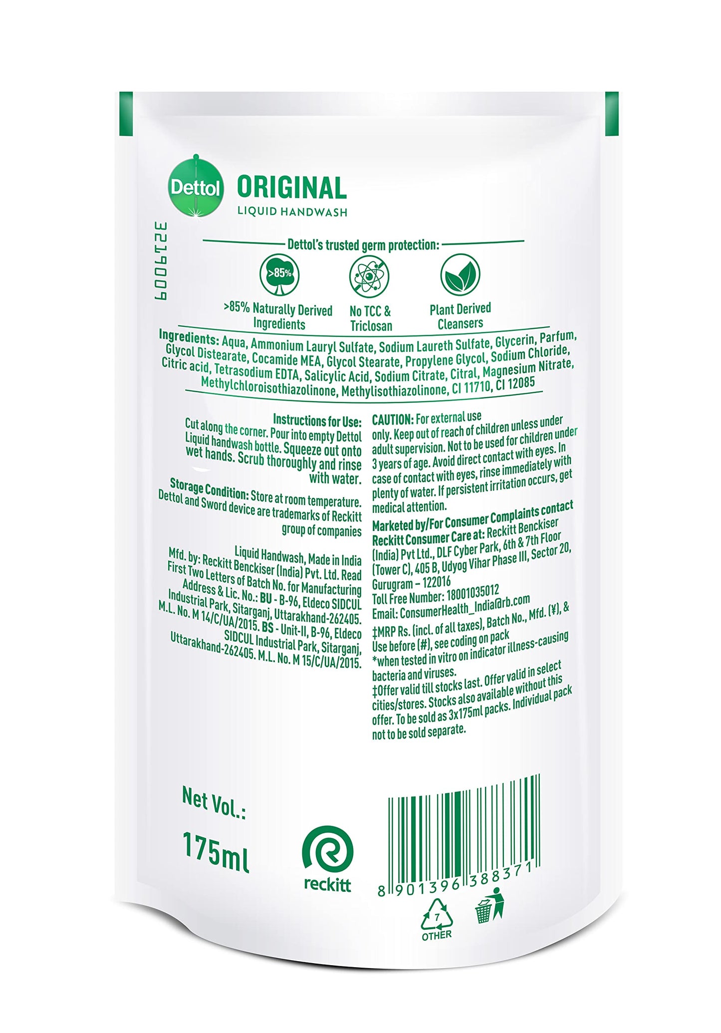 Dettol Original Liquid Handwash | 875ml (29.59 Fl Oz) | Pack of 2
