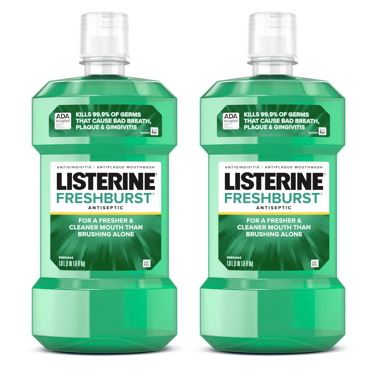 Listerine Freshburst Antiseptic Mouthwash for Bad Breath, Kills 99% of Germs That Cause Bad Breath & Fight Plaque & Gingivitis, ADA Accepted Mouthwash, Spearmint, 1 L