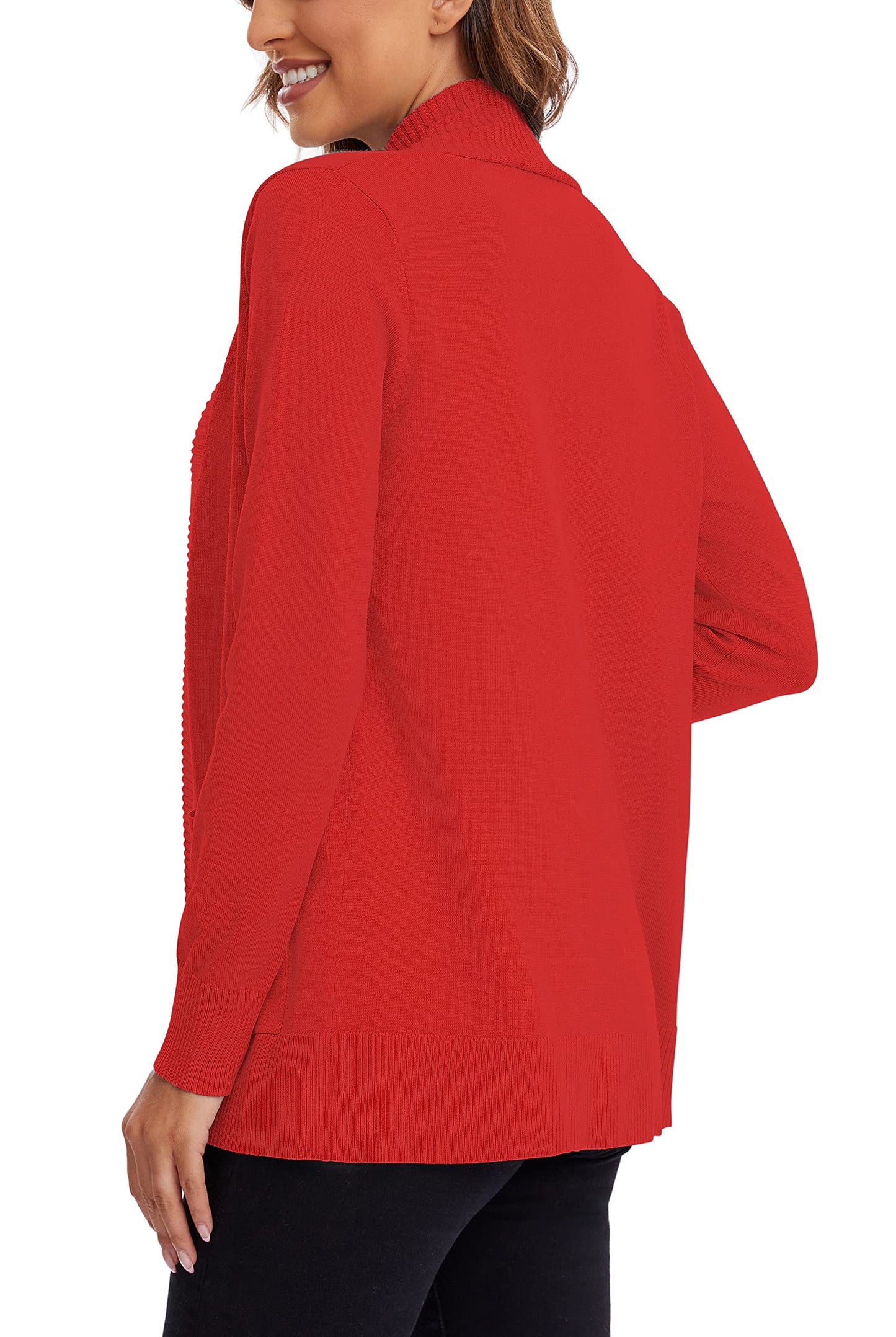 Urban CoCo Leichter Strickjacke für Damen mit offener Vorderseite, lange Ärmel, mit Tasche