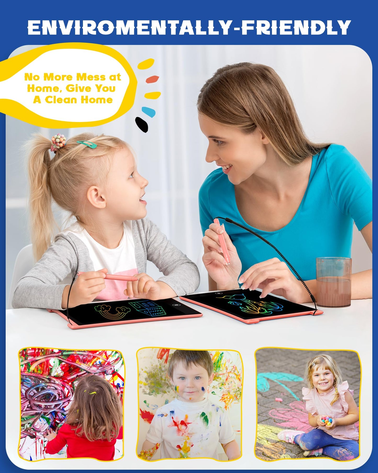 bravokids 2 Pack LCD Writing Tablet with Stylus, 8.5 inch Colorful Doodle Board Drawing Pad for Kids, Travel Games Activity Learning Toys, Birthday Gift for Age 3 4 5 6 7 8 Year Old Boys Girls