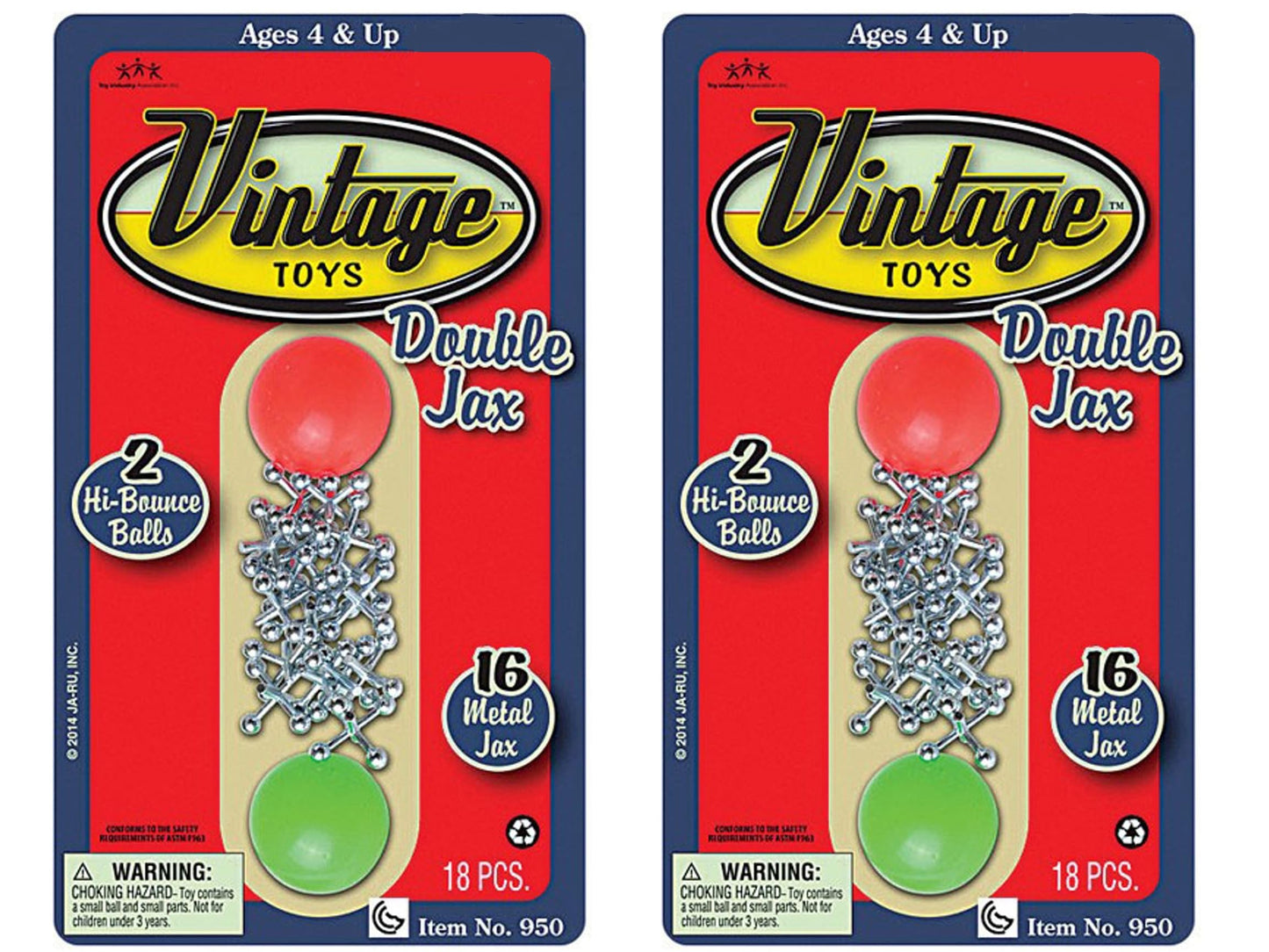 JA-RU Vintage Metal Jacks Game Set/Two Bouncy Balls.(1 Pack) Mini Jax Toy. Classic Family Retro Classics. Bulk Party Favors, Stocking Stuffers. 950-1B