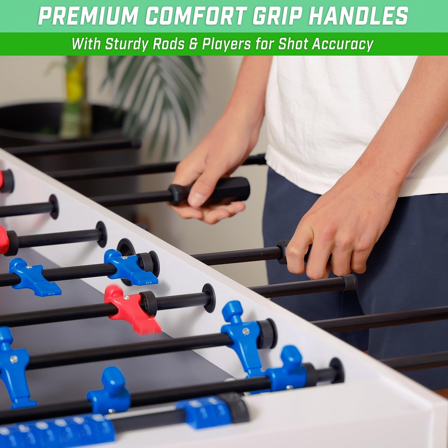 GoSports 48 Inch Game Room Size Foosball Table - Includes 4 Balls and 2 Cup Holders – Black, Oak, or White