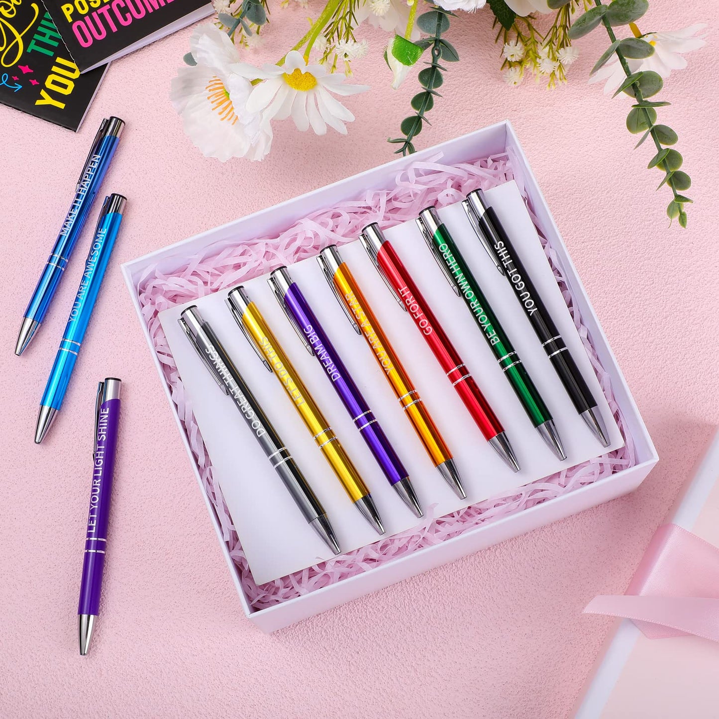 Sabary “100 Individual Gifts. Each One Inspires.” Notepads Ballpoint Pens Sets Mini Motivational Pocket Notebooks