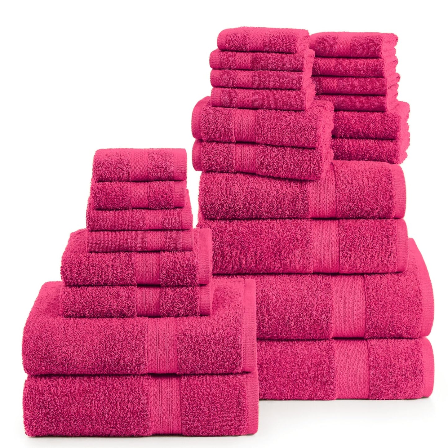 LANE LINEN 24-teiliges Badezimmerhandtuch-Set – 100 % Baumwolle, Badetuch-Sets, 4 Badetücher extragroß, 2 Badelaken, 6 Handtücher fürs Badezimmer, 8 Waschlappen, 4 Fingerkuppen-Handtücher – weiße Handtücher