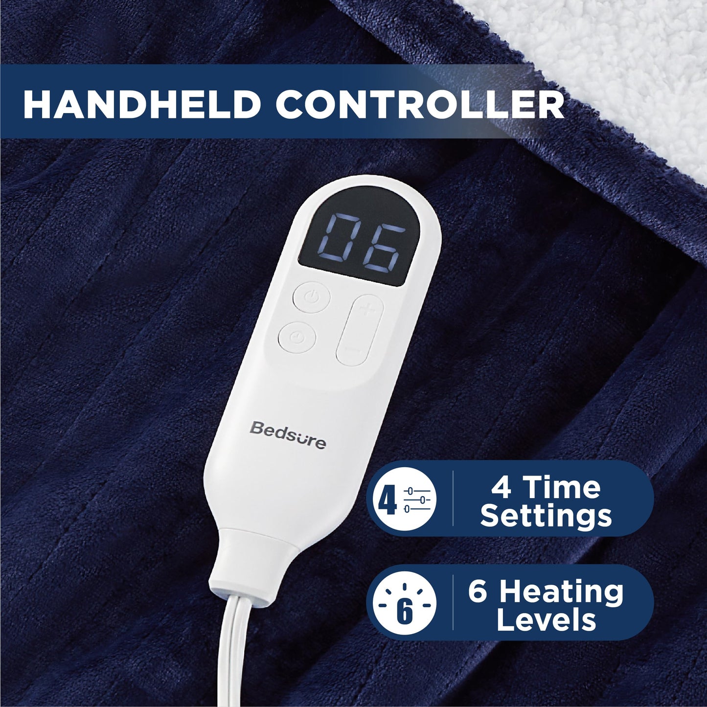 Electric Heated Blanket/Throw - Seamless Flannel Electric Blanket, Heating Blanket with 4 Time Settings & 6 Heat Settings, Warm Blanket Gift for Grandma (50x60 inches, Black)